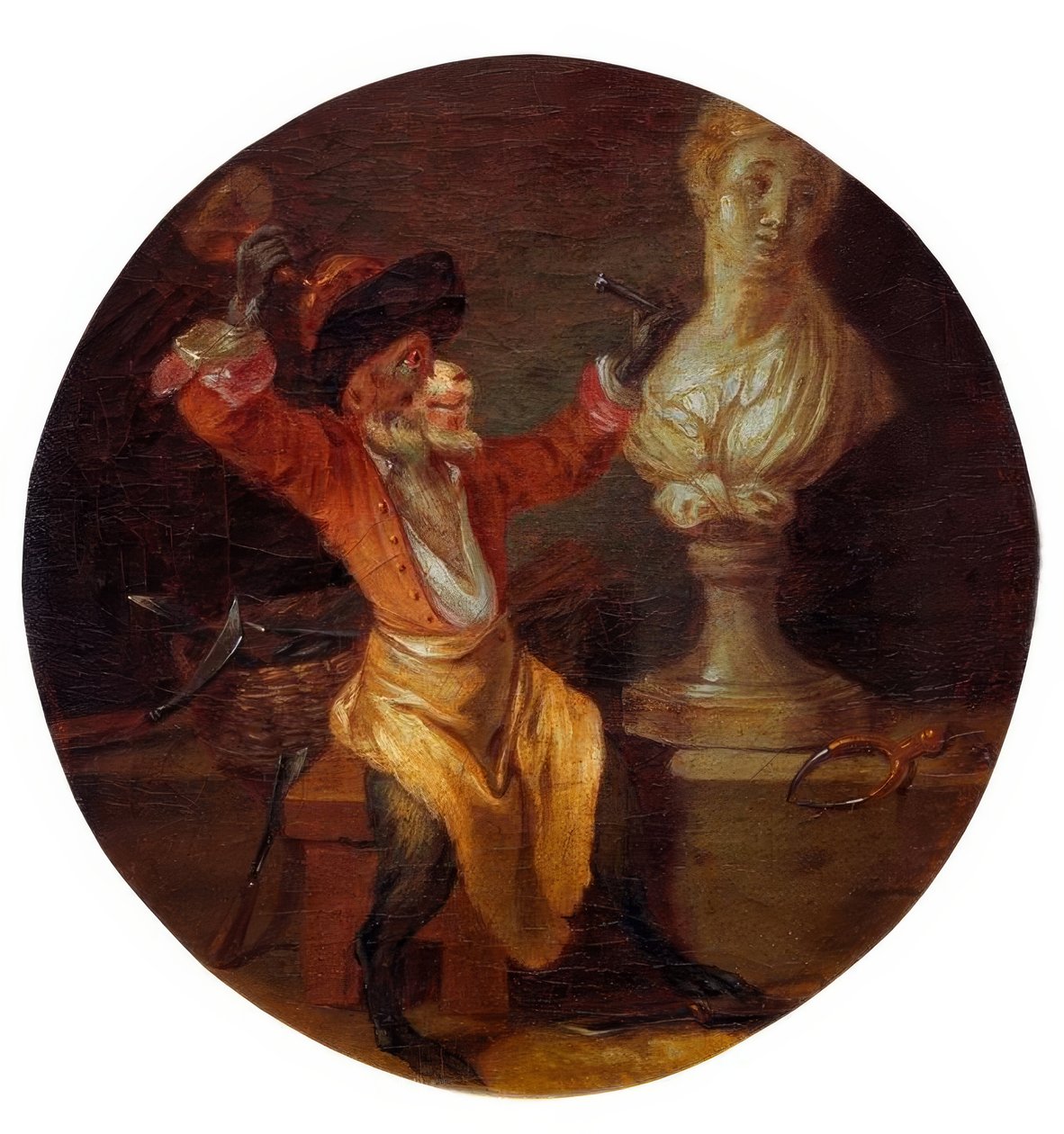 Apen som skulptør av Jean Antoine Watteau