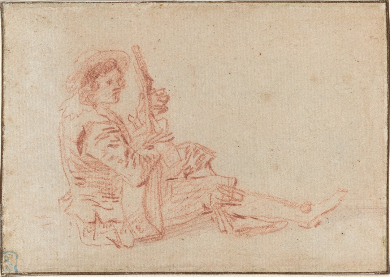 Sittende gitarist [recto] av Antoine Watteau