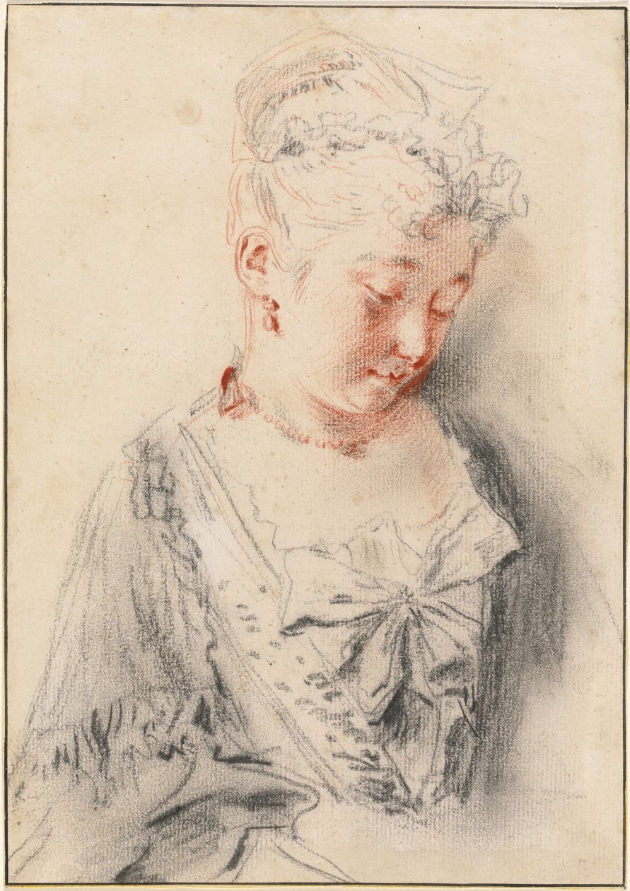 Sittende kvinne ser ned av Antoine Watteau