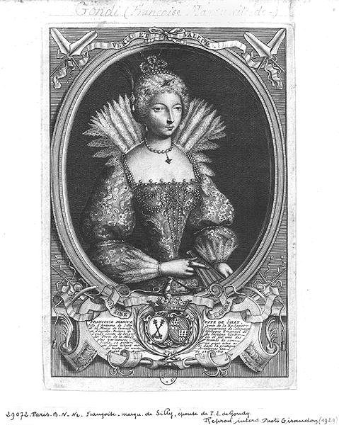 Francoise-Marguerite de Silly (1584-1626) gravert av Claude Duflos (1665-1727) av Antoine after Pezey