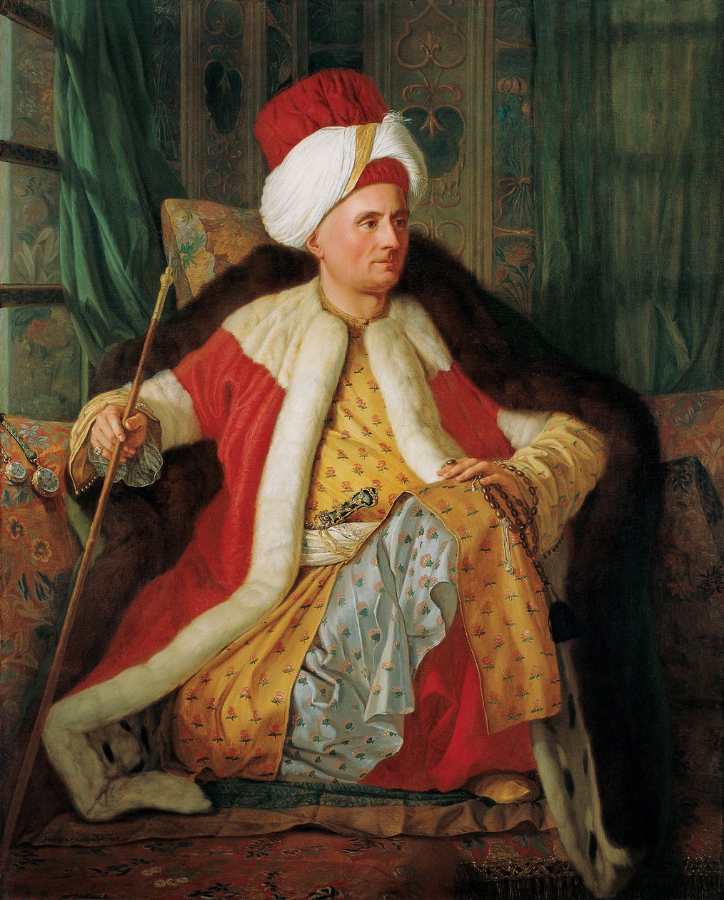 Portrett av Charles Gravier-greve av Vergennes og fransk ambassadør, i tyrkisk antrekk, andre halvdel av 1700-tallet. av Antoine de Favray