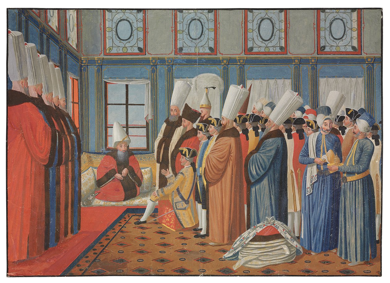 Presentasjonen av grev de Vergennes, Louis XVs ambassadør, til Reis Effendi, storvesir til den osmanske sultanen "Uthman III 31. mai 1755 av Antoine de Favray
