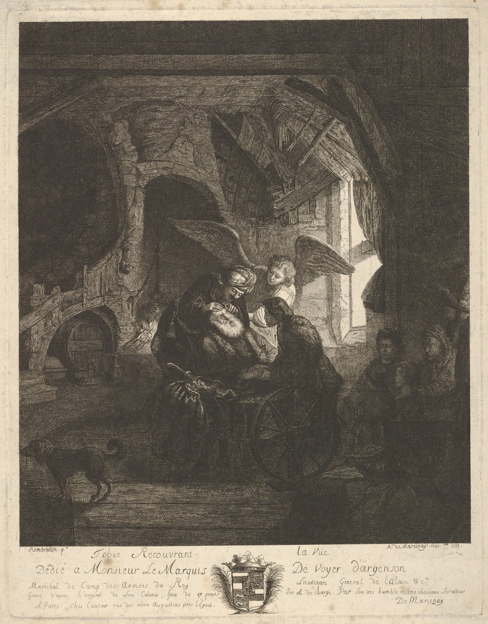 Tobias returnerer synet til sin far, 1755. av Antoine de Marcenay Ghuy