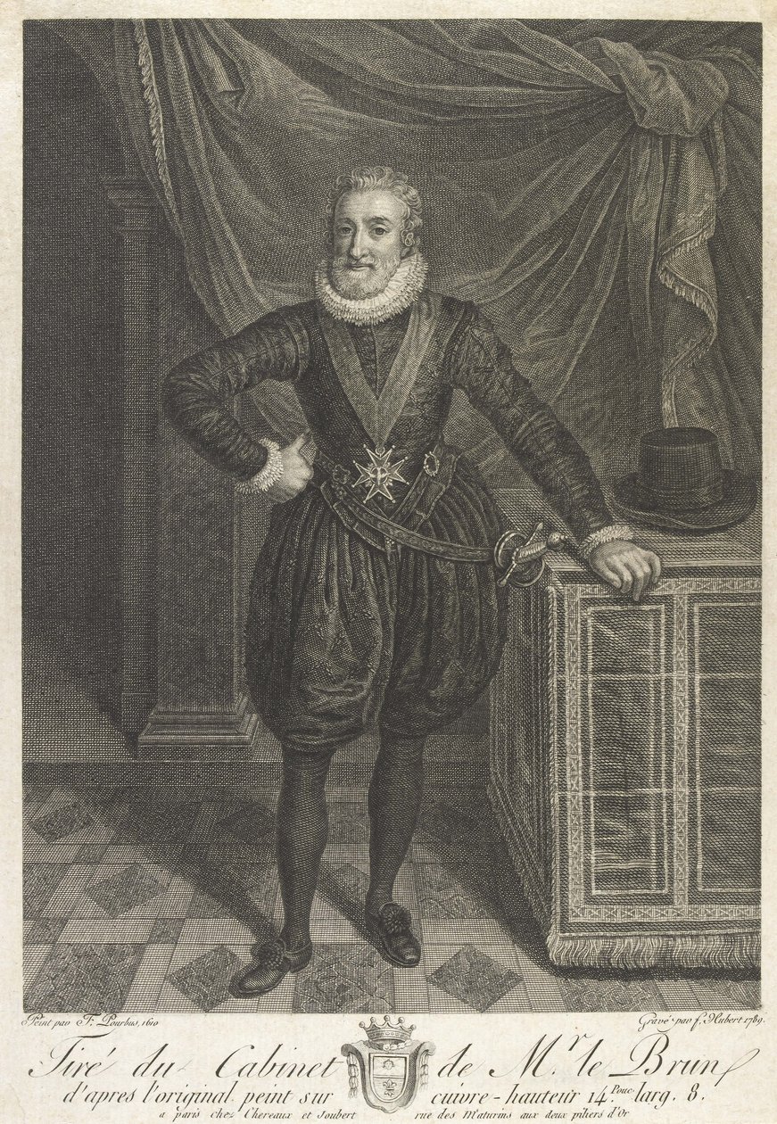 Halvlengde portrett av Henri IV (grafitt på papir) av Antoine de Marcenay de Ghuy