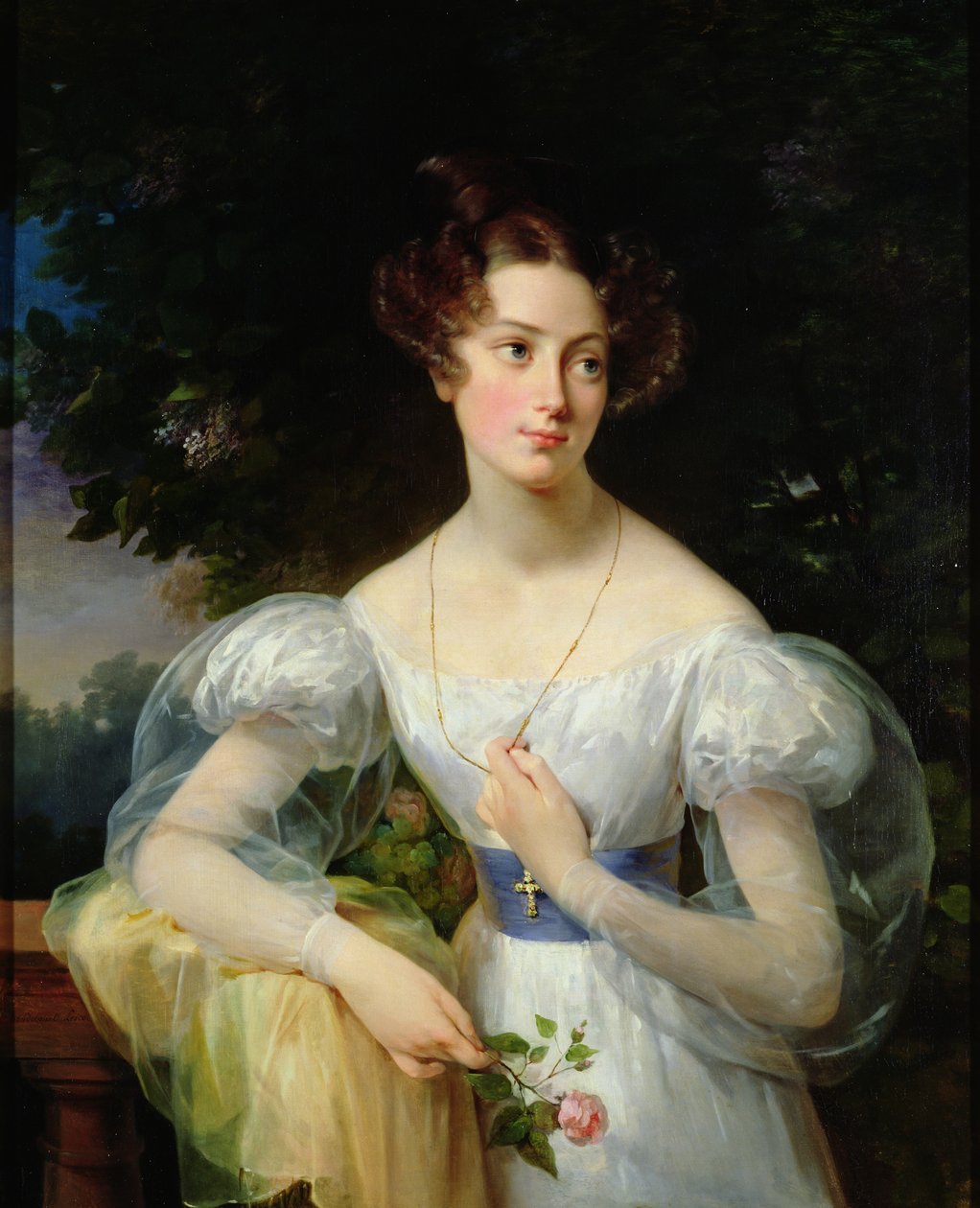 Portrett av Hortense Ballu, fremtidig Madame Alphonse Jacob-Desmalter, ca. 1832-37 av Antoinette Cecile Hortense Lescot Haudebourt