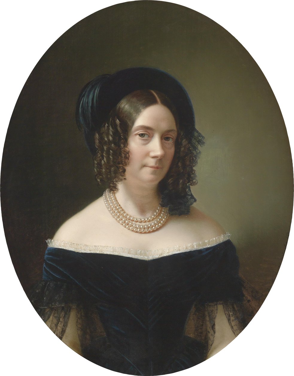 Portrett av en dame i en blå kjole av Anton Einsle