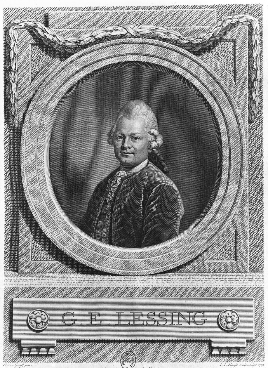 Portrett av Gotthold Ephraim Lessing (1729-81) gravert av Johann Friedrich Bause (1738-1814) 1772 av Anton Graff