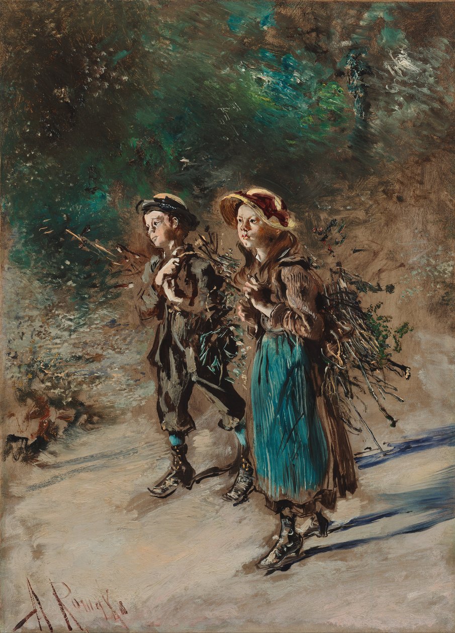 Barn med Brushwood av Anton Romako