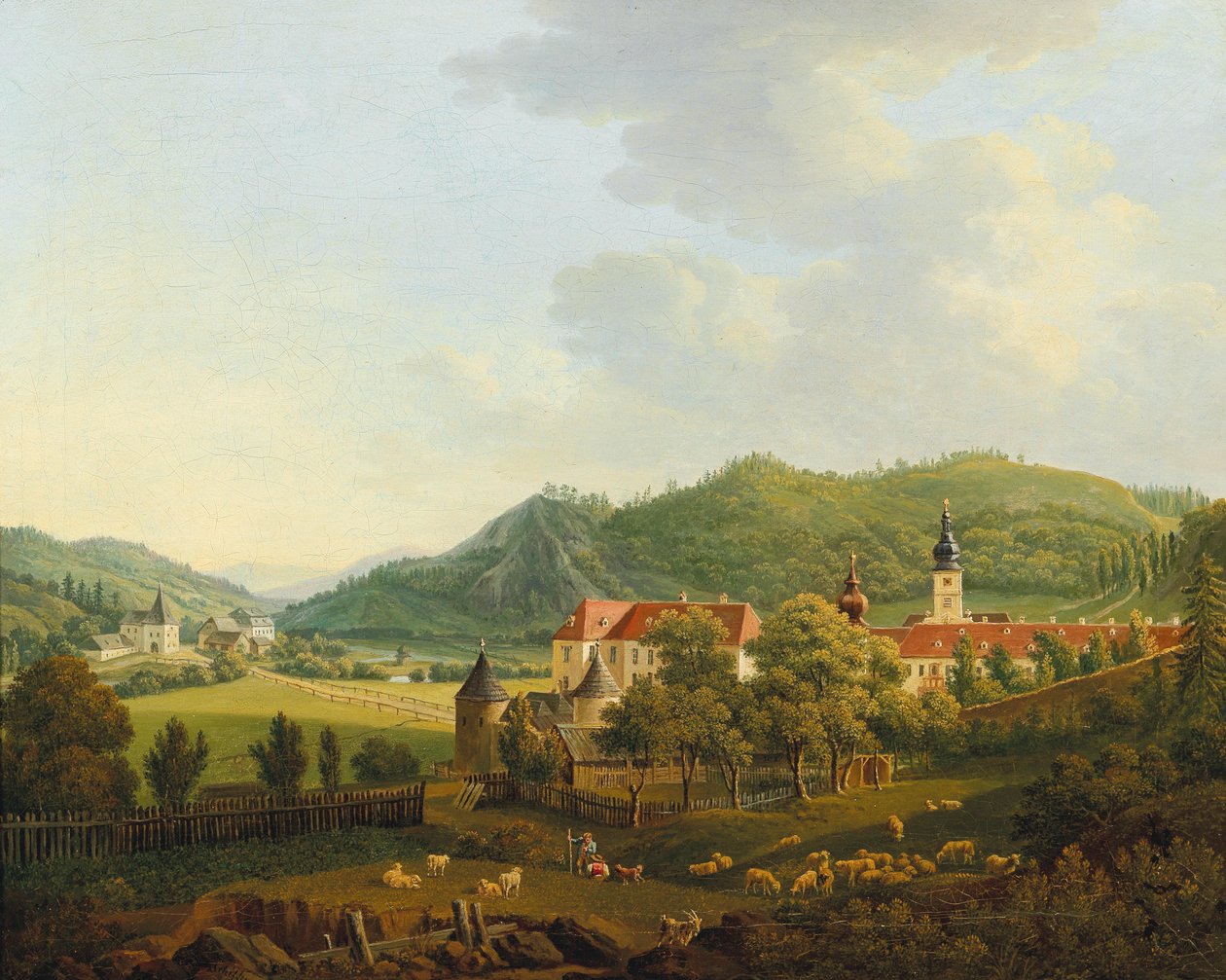 Åpent landskap med kloster av Anton Schiffer