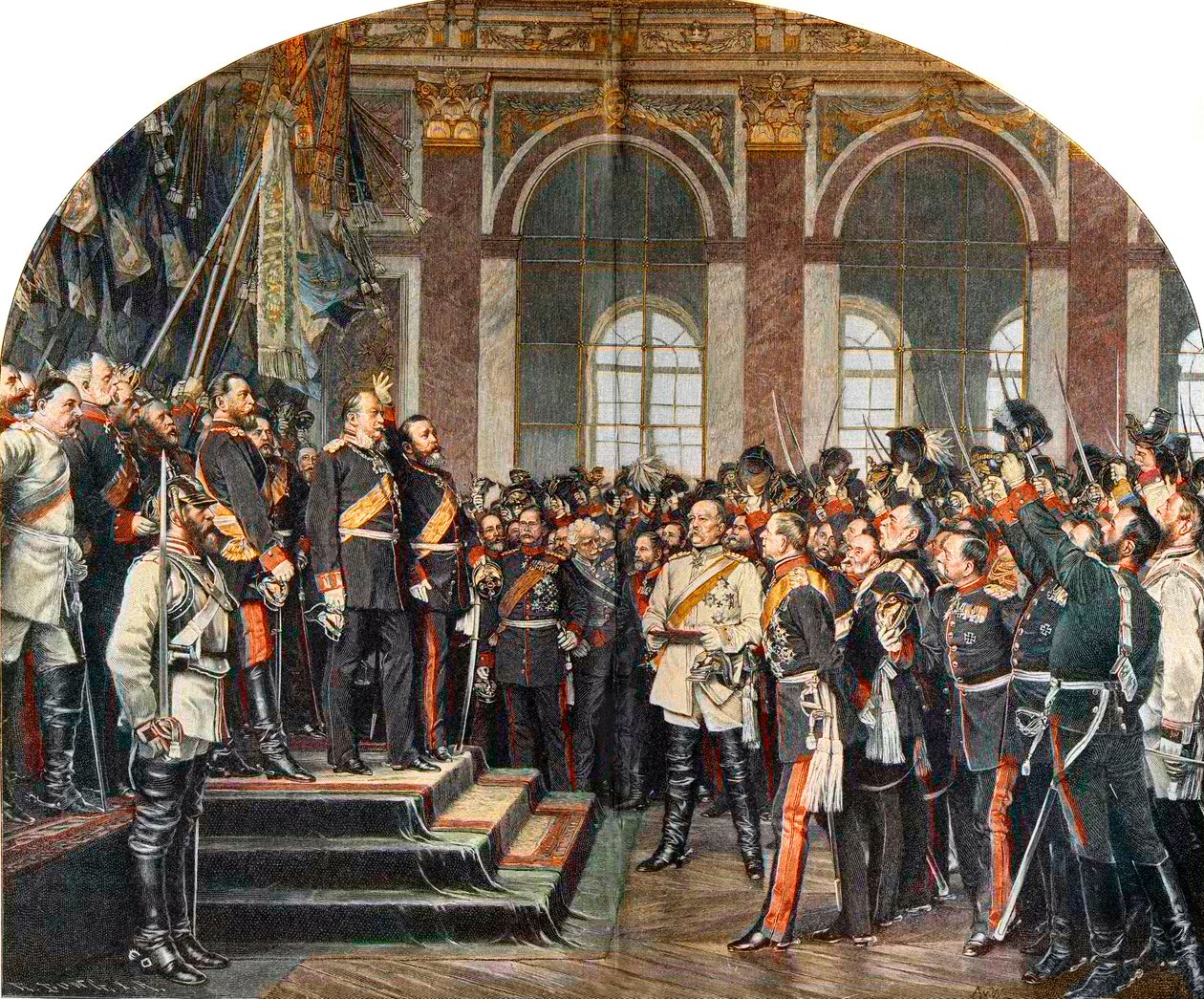 Proklamasjonen av det tyske riket i Galerie des Glaces i Versailles av Anton Alexander von (after) Werner