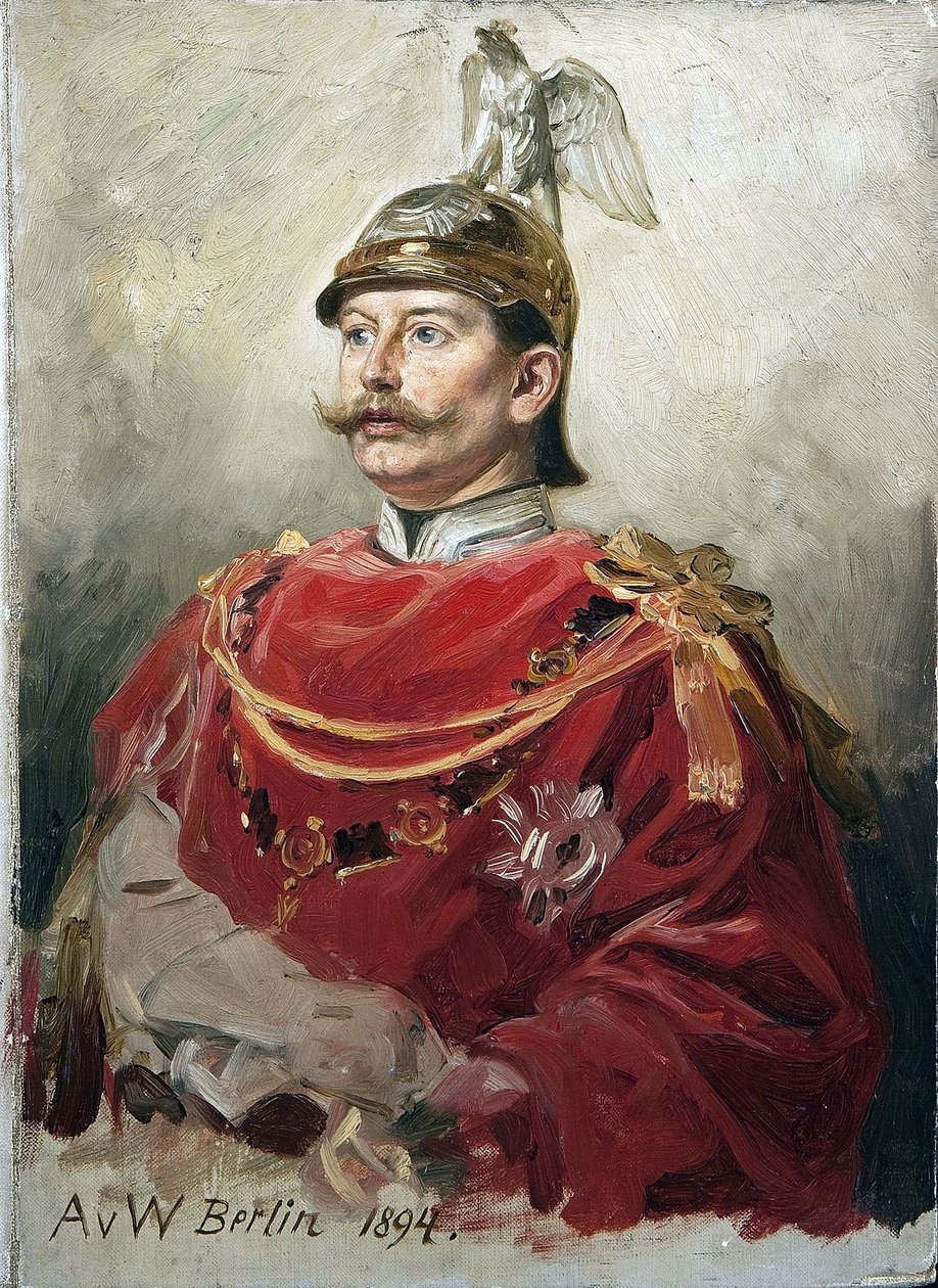 Guillaume II Portrett av den tyske keiseren Wilhelm II (1859-1941), konge av Preussen par Werner, Anton von (1843-1915). Olje på papp, størrelse: 32x22,5 av Anton Alexander von Werner