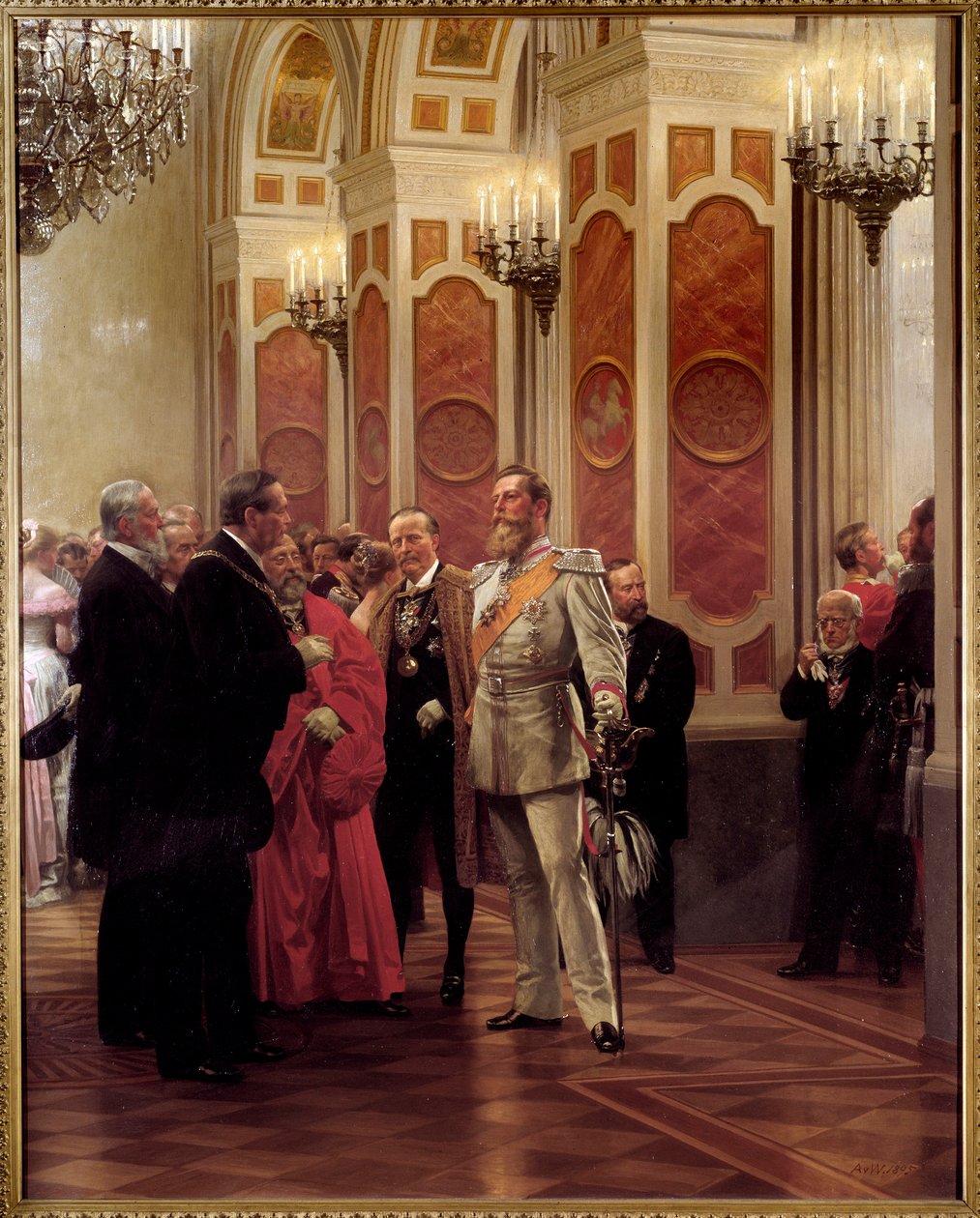 Kronprinz Vilhelm av Preussen (1882-1951) ved baneballet (olje på lerret) av Anton Alexander von Werner