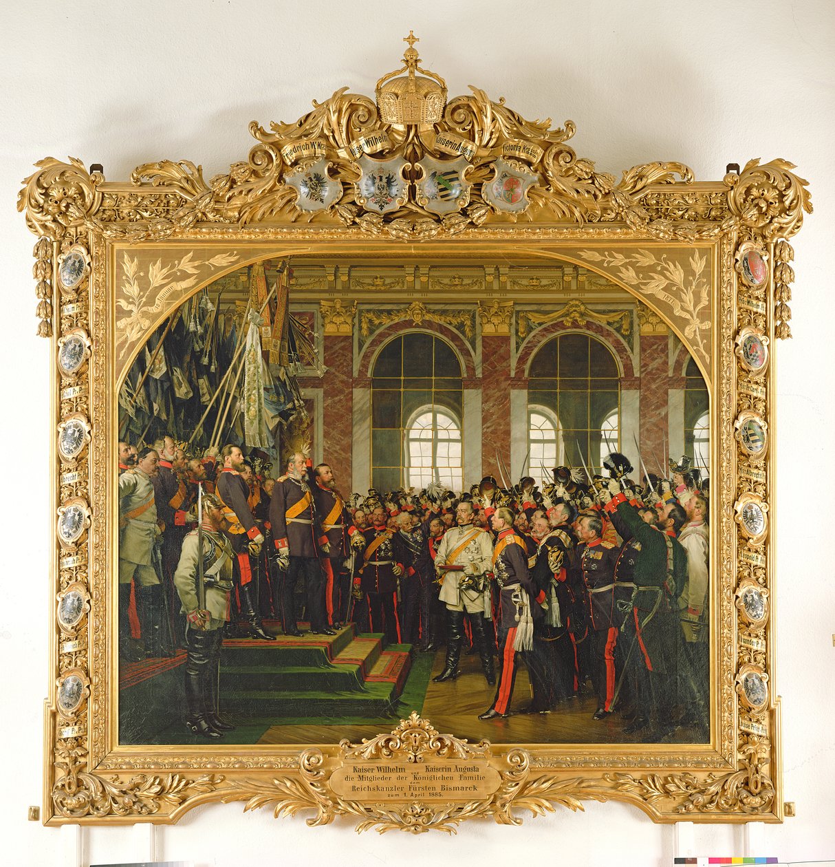 Proklamasjonen av Wilhelm som keiser av det nye tyske riket, i Speilsalen i Versailles 18. januar 1871, malt 1885 (se også 153620) av Anton Alexander von Werner