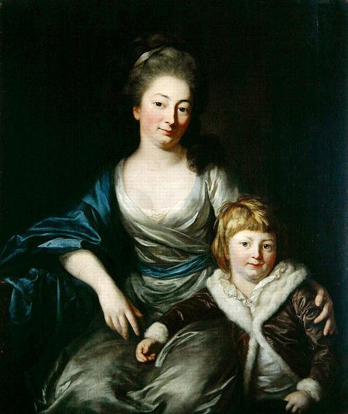 Johanna Amalie, grevinne Senfft von Pilsach med sønnen Henry (olje på lerret) av Anton Graff