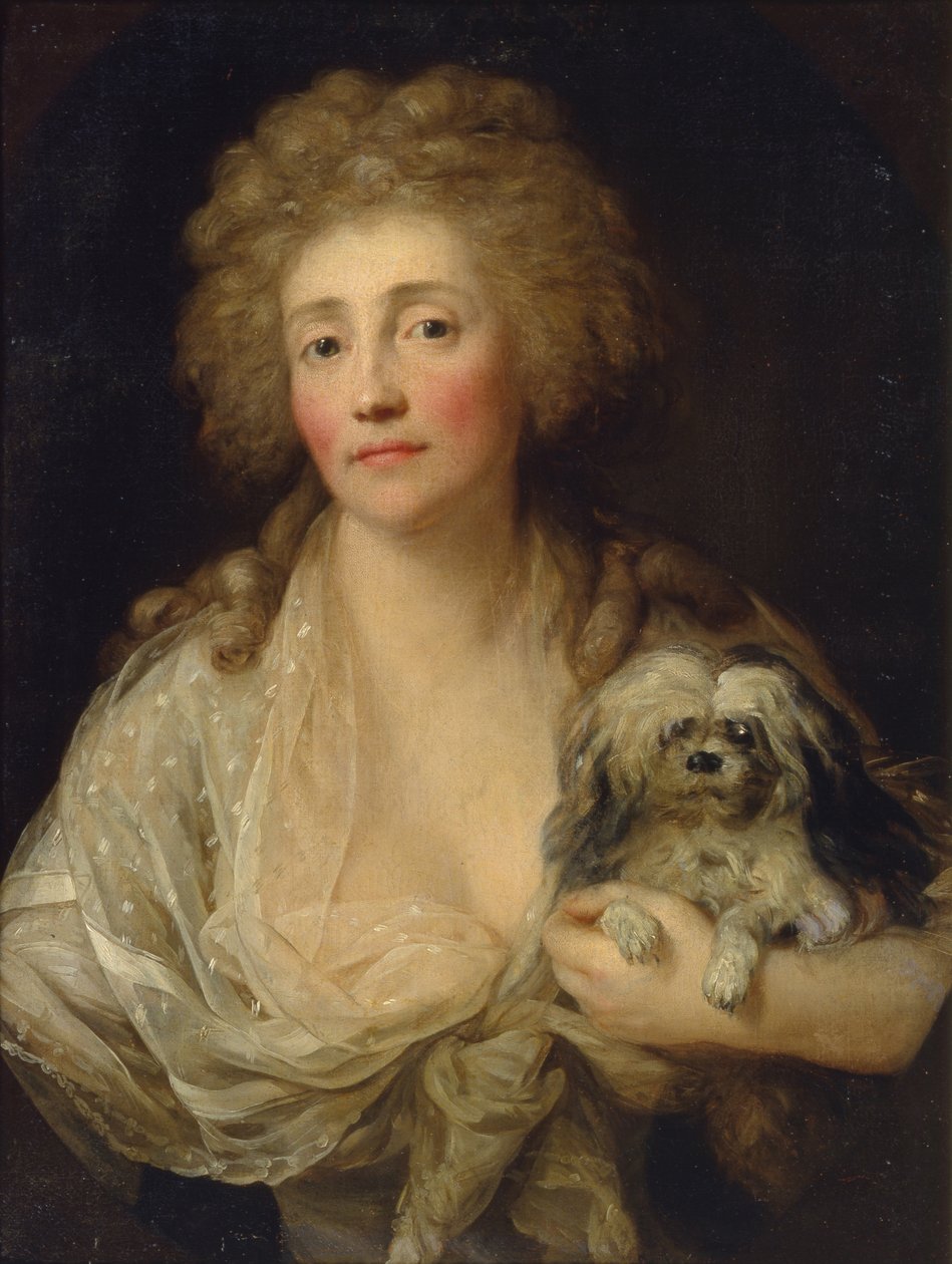 Portrett av Anna Oraczewska med hunden, 1789 av Anton Graff