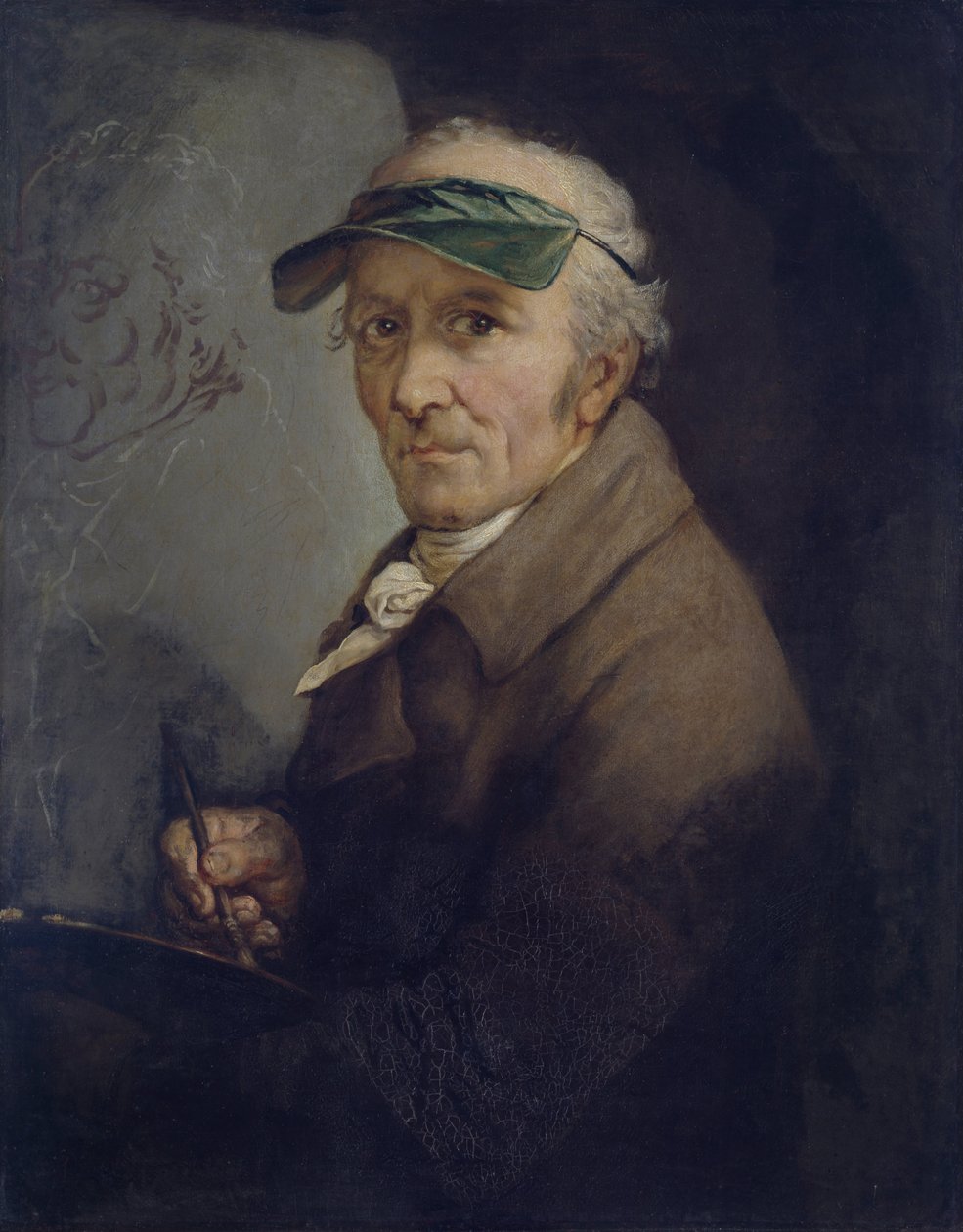 Selvportrett med øyenskygge, 1813 av Anton Graff