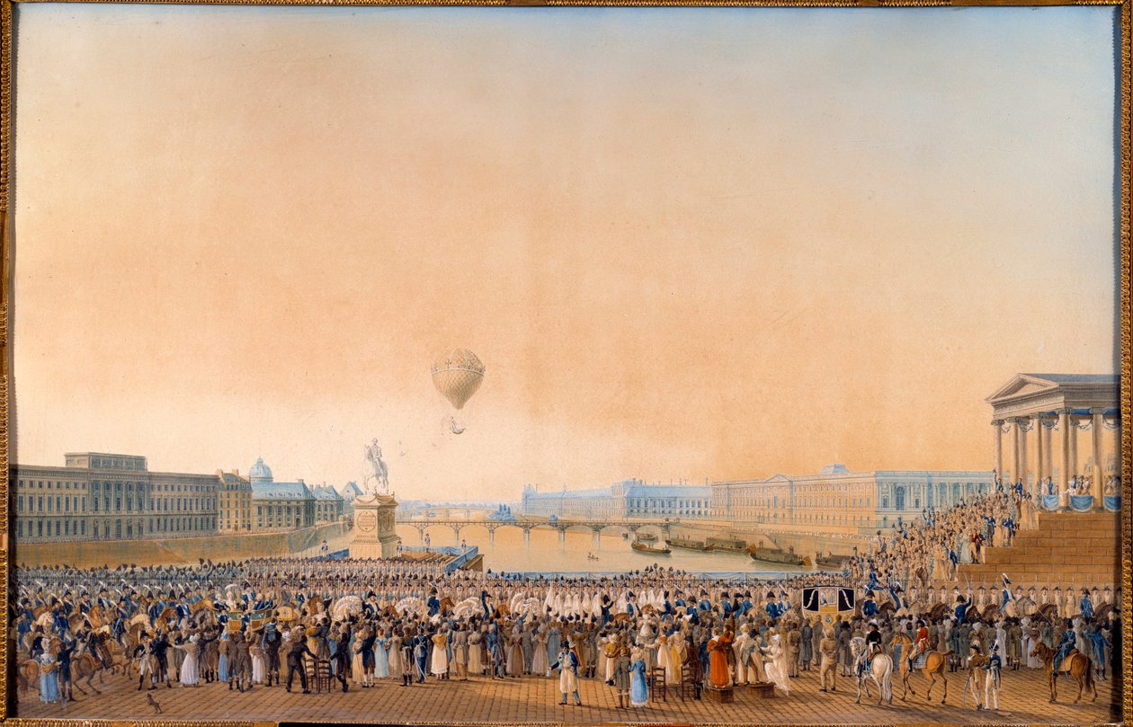 Inngang til Louis XVIII, konge av Frankrike (1755-1824) i Paris 3. mai 1814. Maleri av Antoine Ignace Melling (1763-1831) av Anton Ignaz Melling
