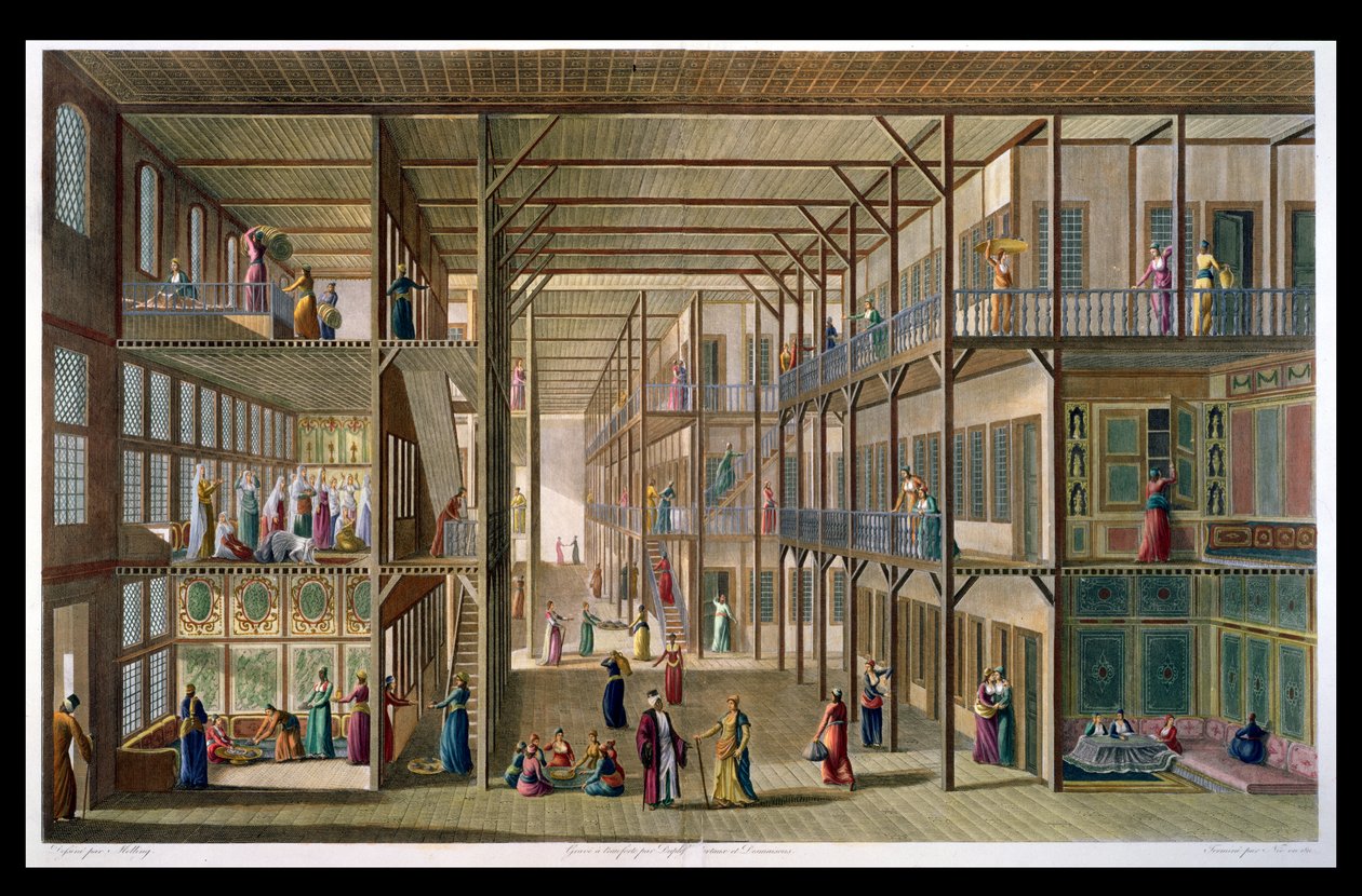 Interiøret til haremet til den store herren av Konstantinopel, gravert av Francois Denis Nee (1732-1817) 1811 av Anton Ignaz Melling