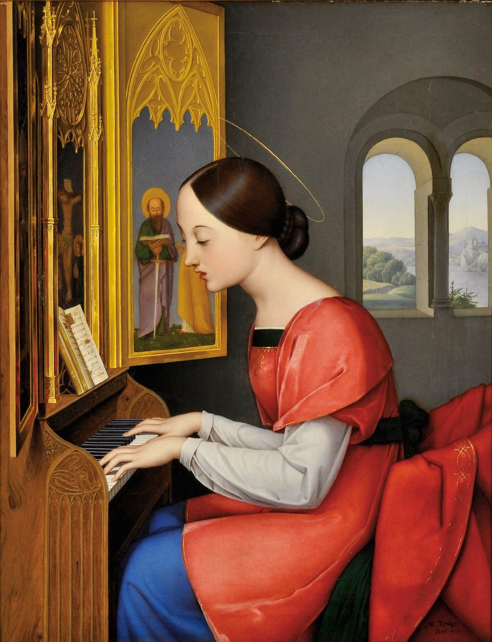 Den hellige Cecilia av Roma spiller orgel - Maleri av Anton Josef Drager (Joseph Anton Draeger) (1794-1833) av Anton Josef Dräger