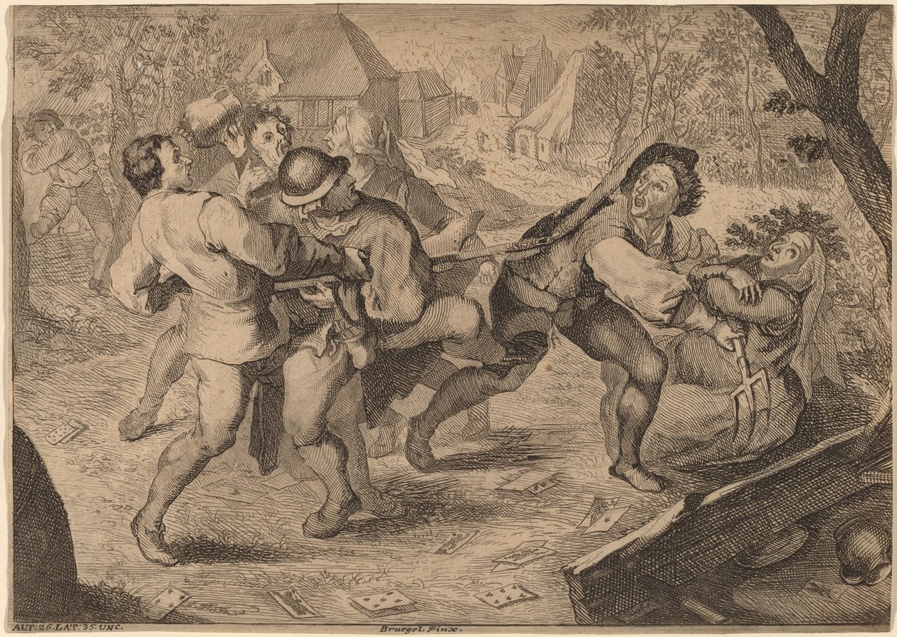Bønder som kjemper av Anton Joseph Prenner after Pieter Bruegel the Elder