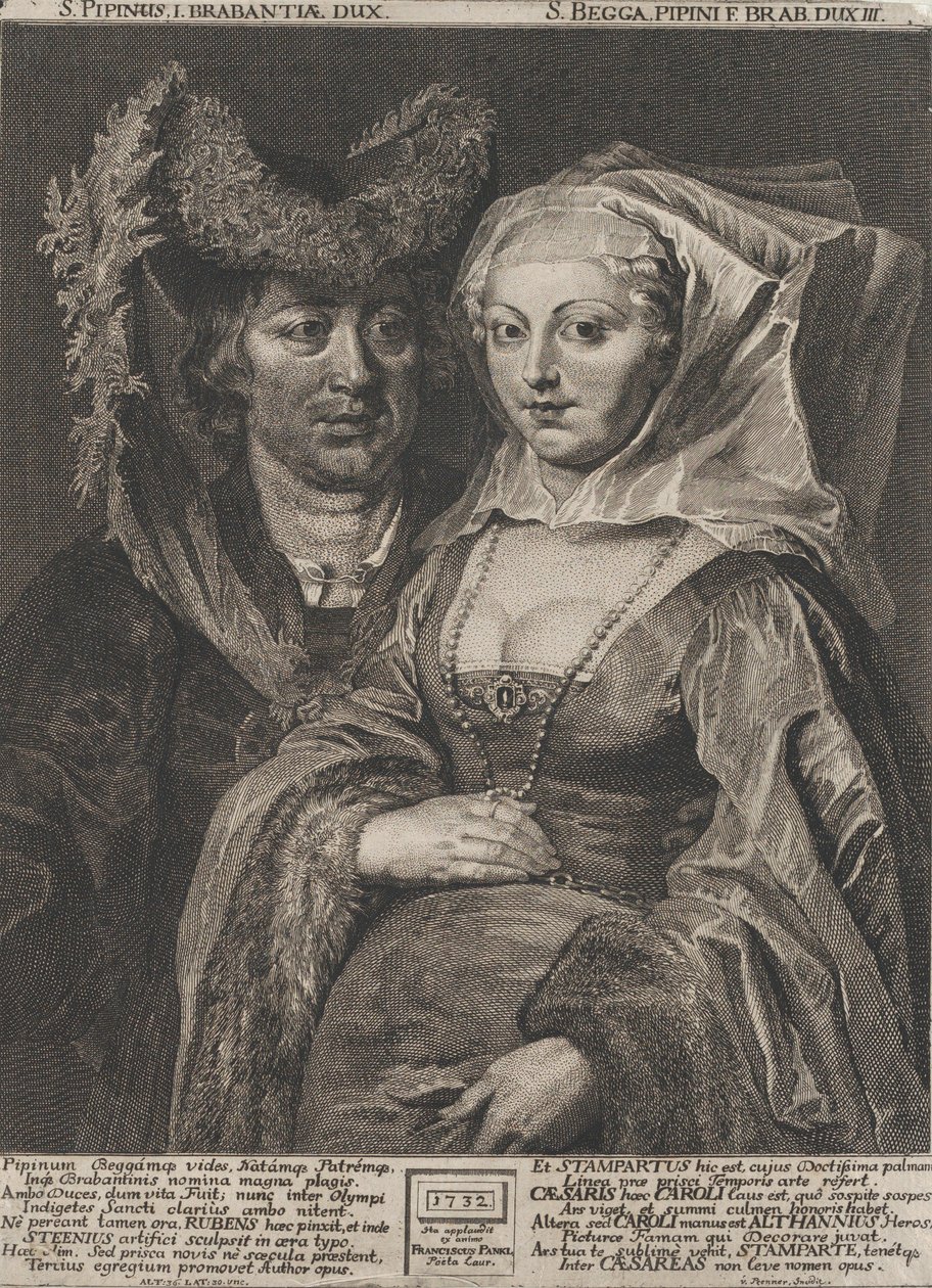 Saint Pepin I og hans datter, Saint Begga, 1732. av Anton Joseph von Prenner