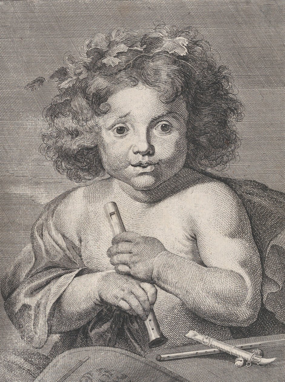 The Young Bacchus, holder en fløyte, 1728. av Anton Joseph von Prenner