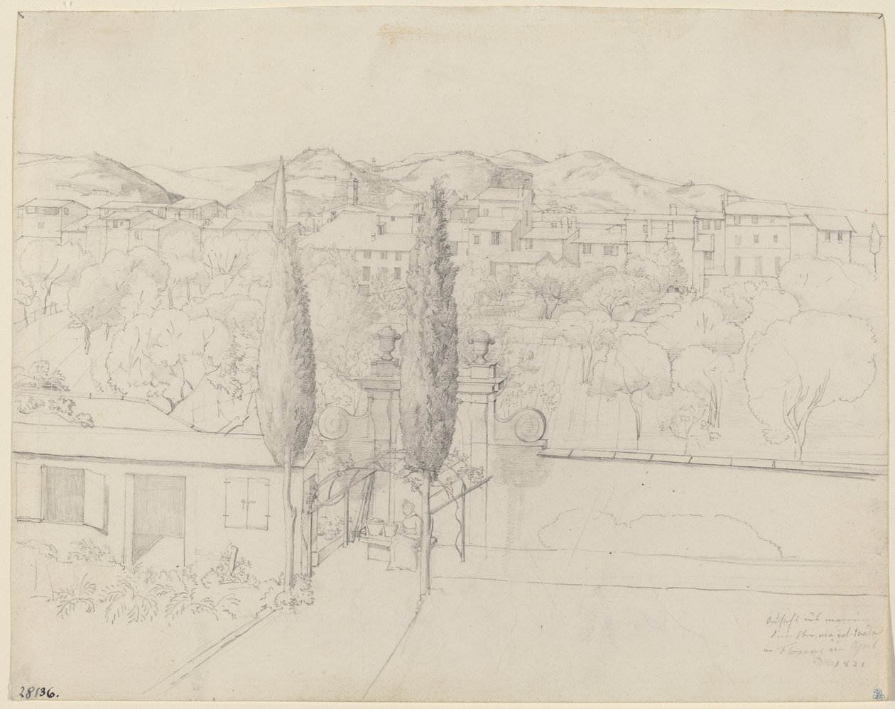 Utsikt fra vinduet mitt, via valfonda i Firenze (Hager i Firenze sett fra kunstnerens vindu) av Anton Krüger