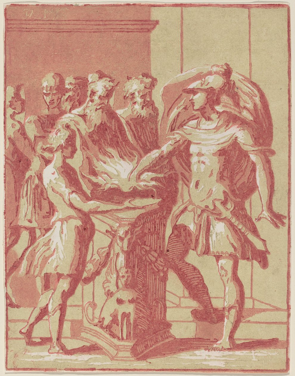 Mucius Scaevola legger hånden i en ild av Anton Maria Zanetti I after Parmigianino