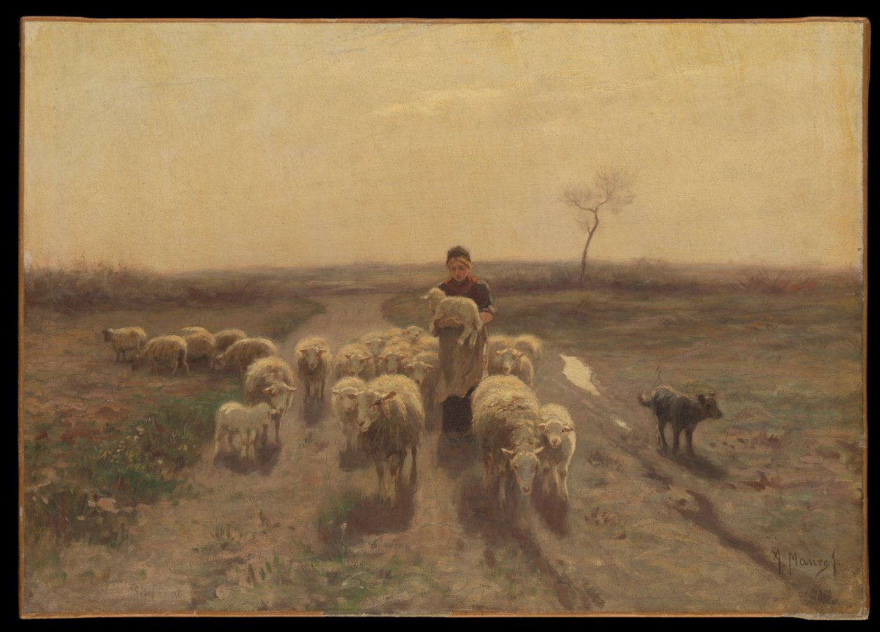 En gjeterinne og flokken hennes av Anton Mauve