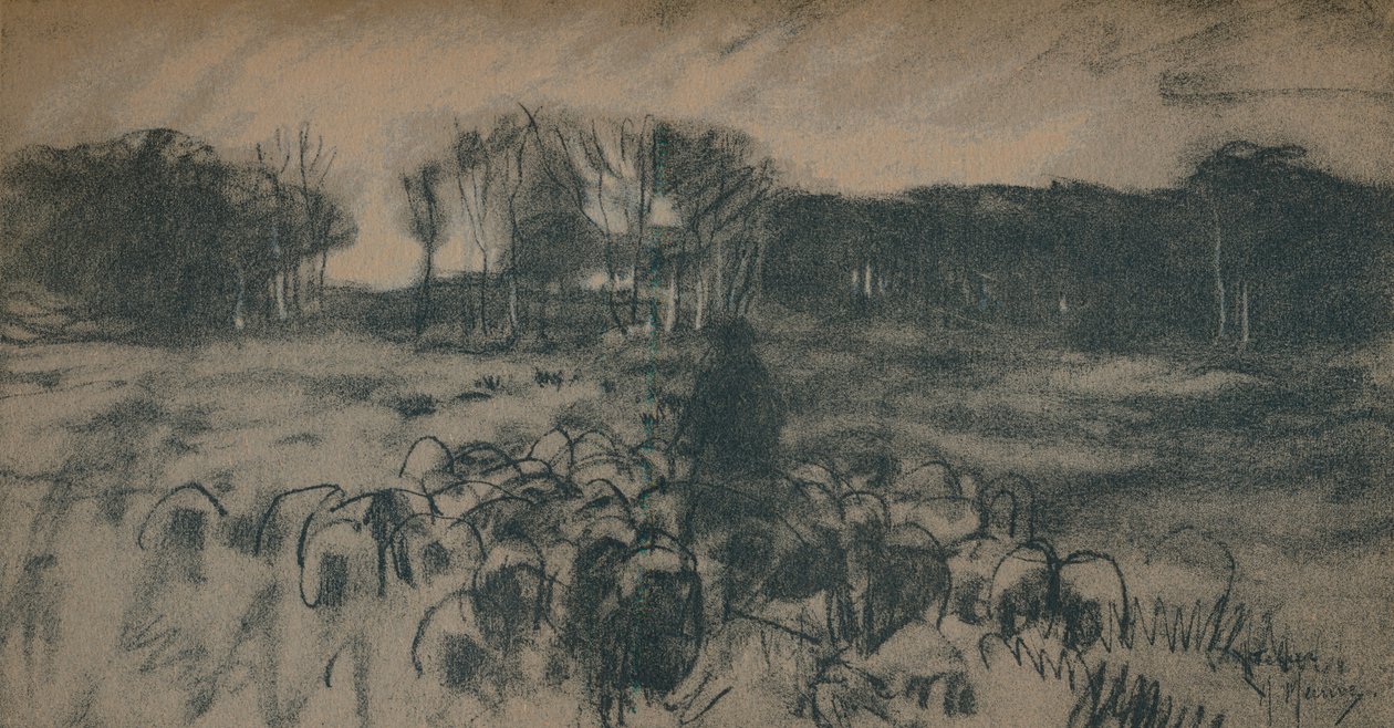 En skisse av en hyrde og flokken hans, 1800-tallet av Anton Mauve