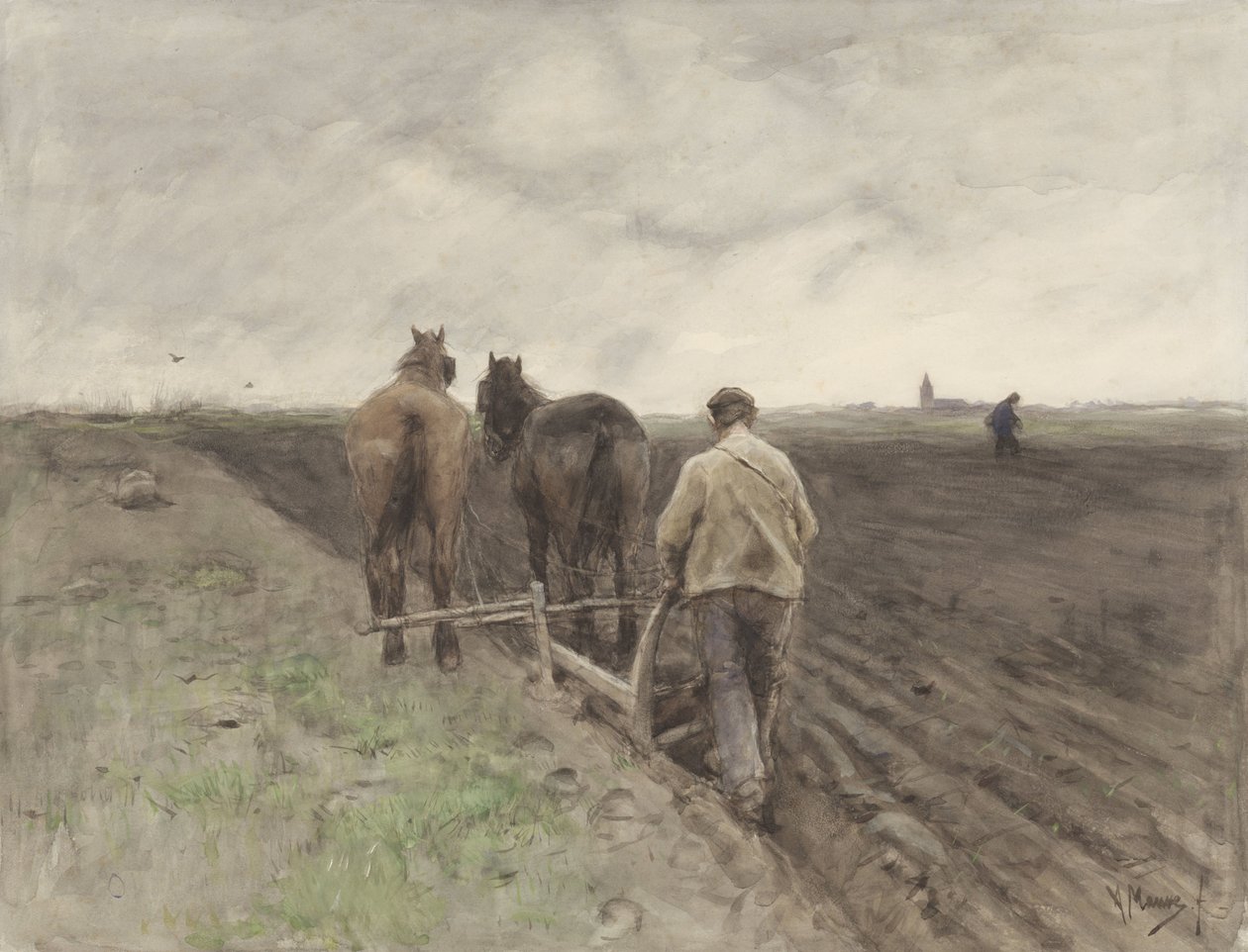 Bonde bak Plogen av Anton Mauve