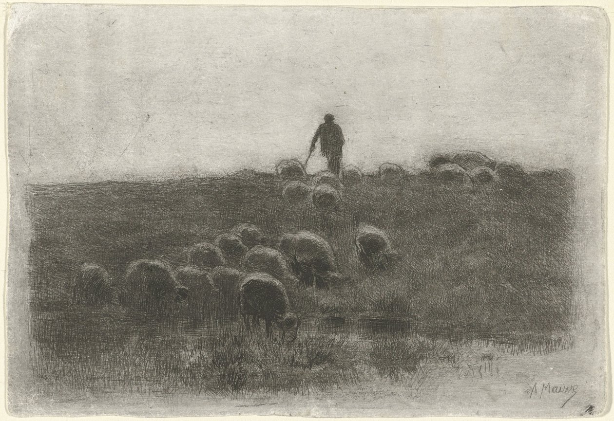 Hyrde med saueflokk av Anton Mauve