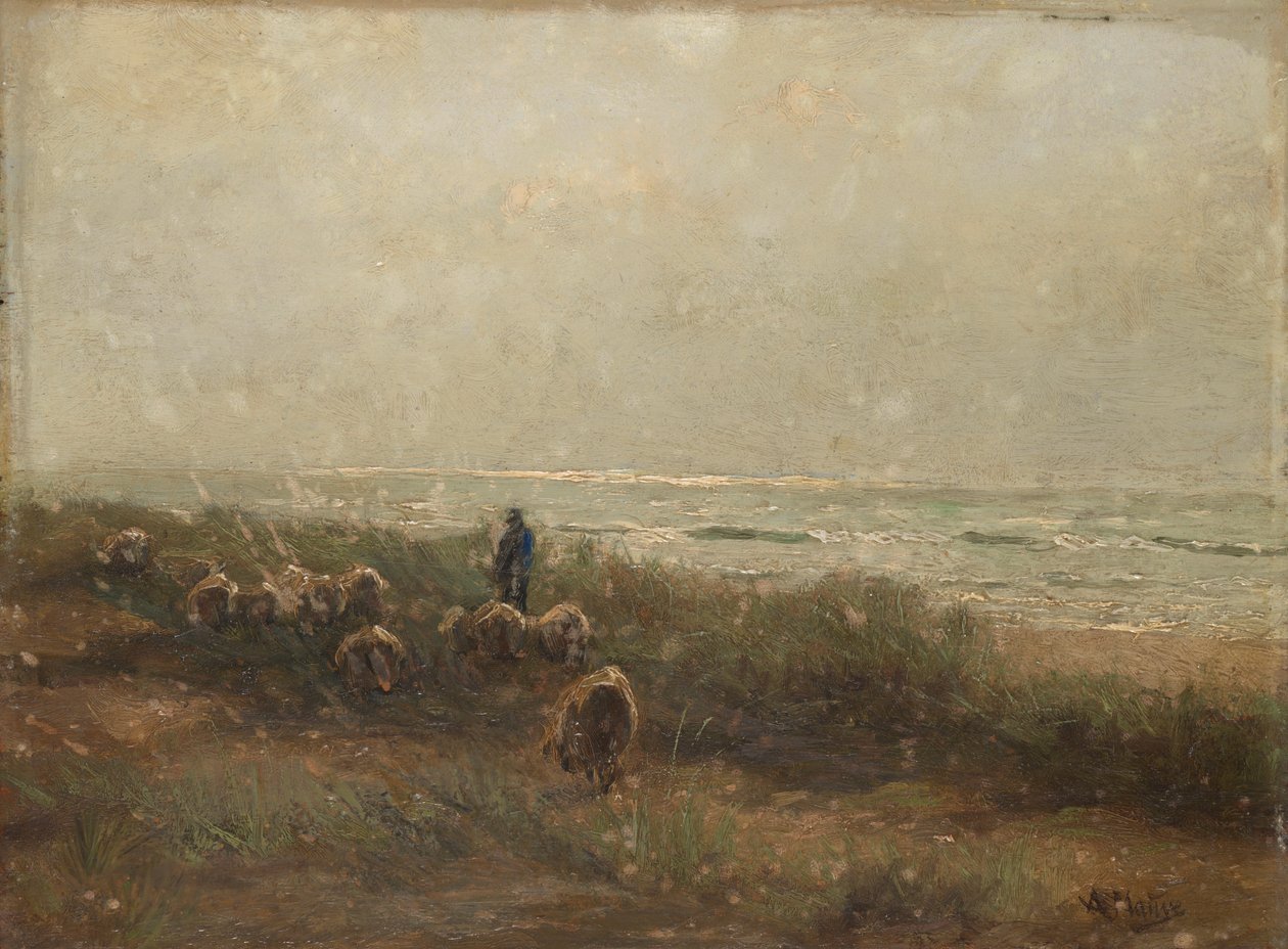 Landskap med sauegjeter ved sjøen av Anton Mauve