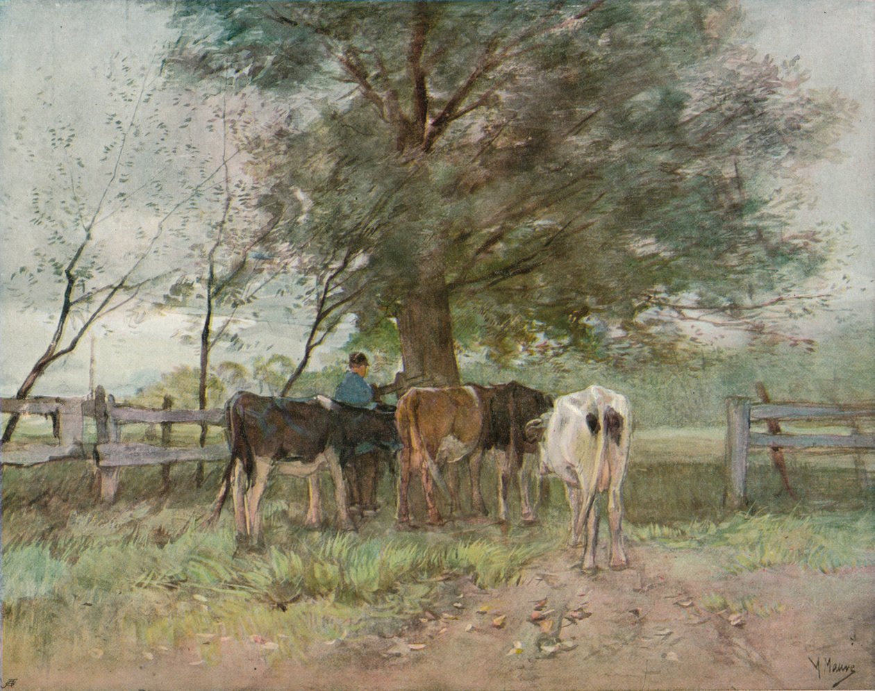 Melketid, c1858-1888, 1906-7 av Anton Mauve