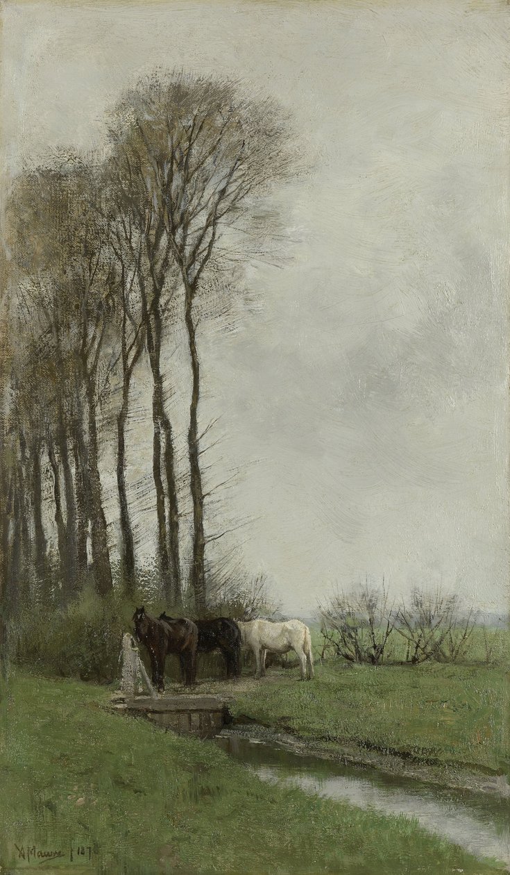 Hester ved gjerdet av Anton Mauve