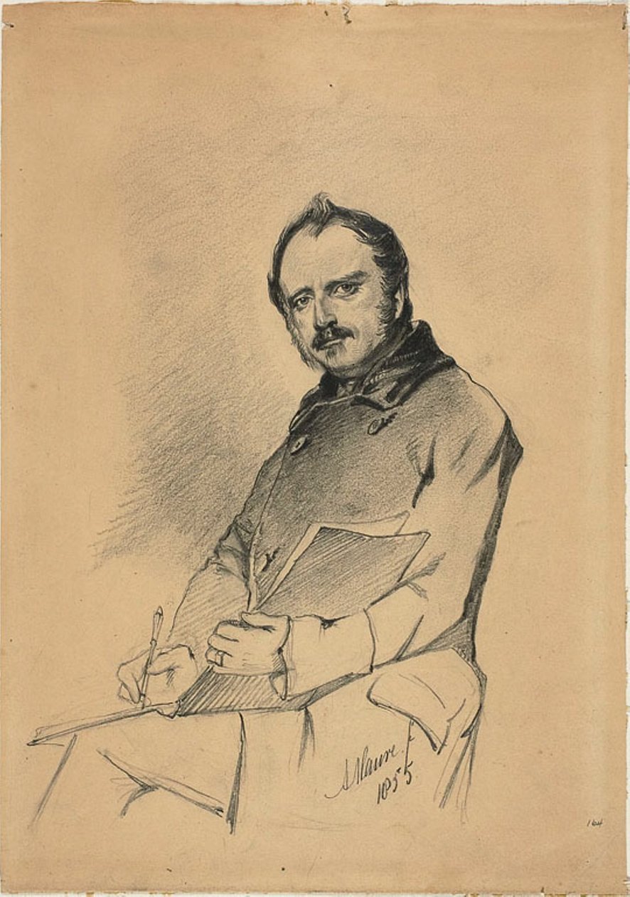 Portrett av en mann som skriver av Anton Mauve