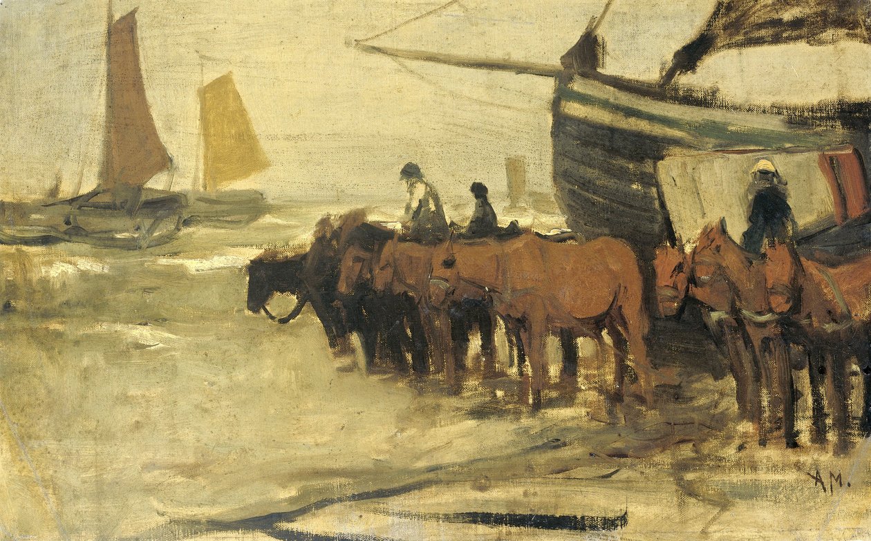 Å stikke en fiskers finger i havet av Anton Mauve