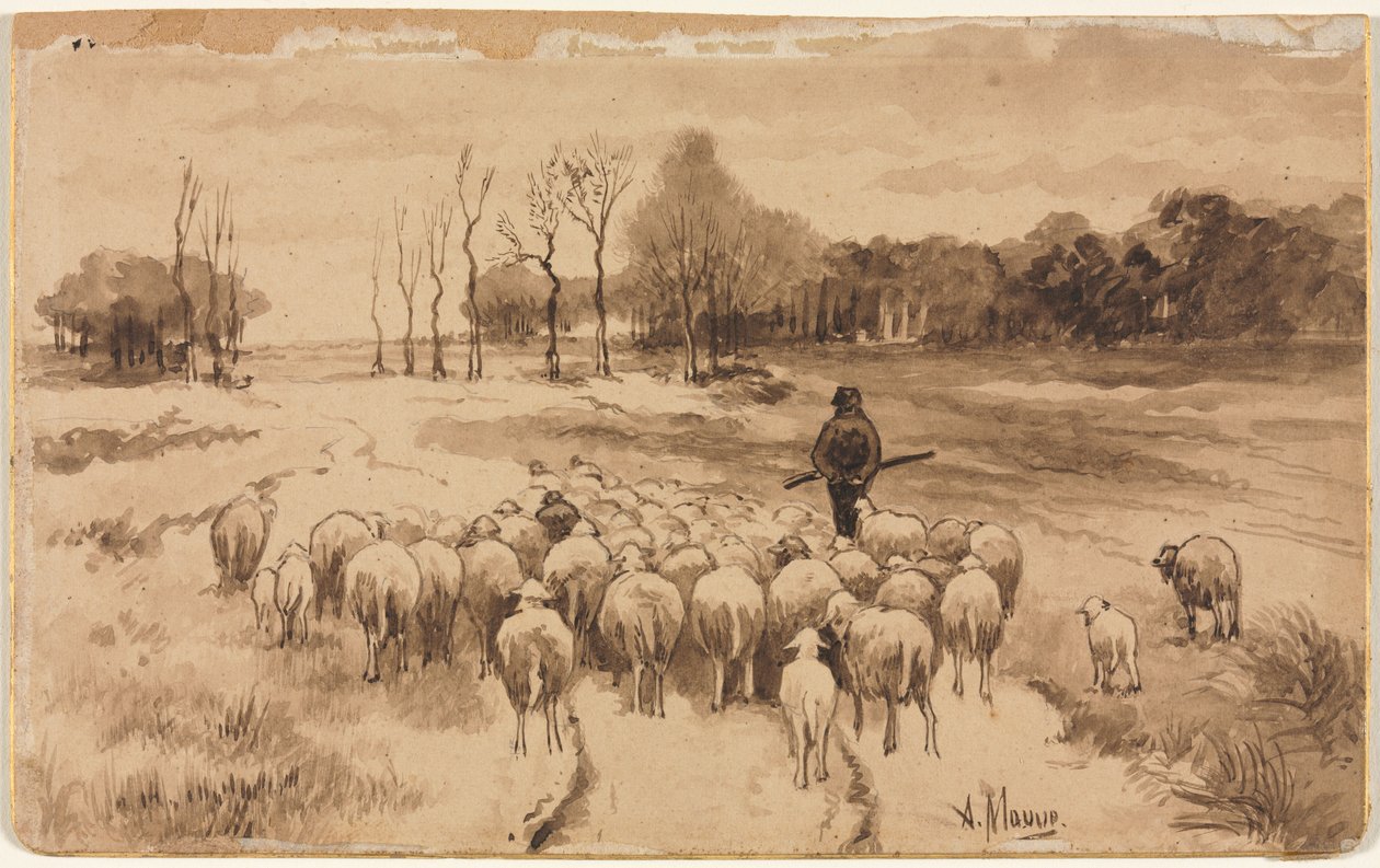 Hyrde med flokken hans, ca. 1870. av Anton Mauve