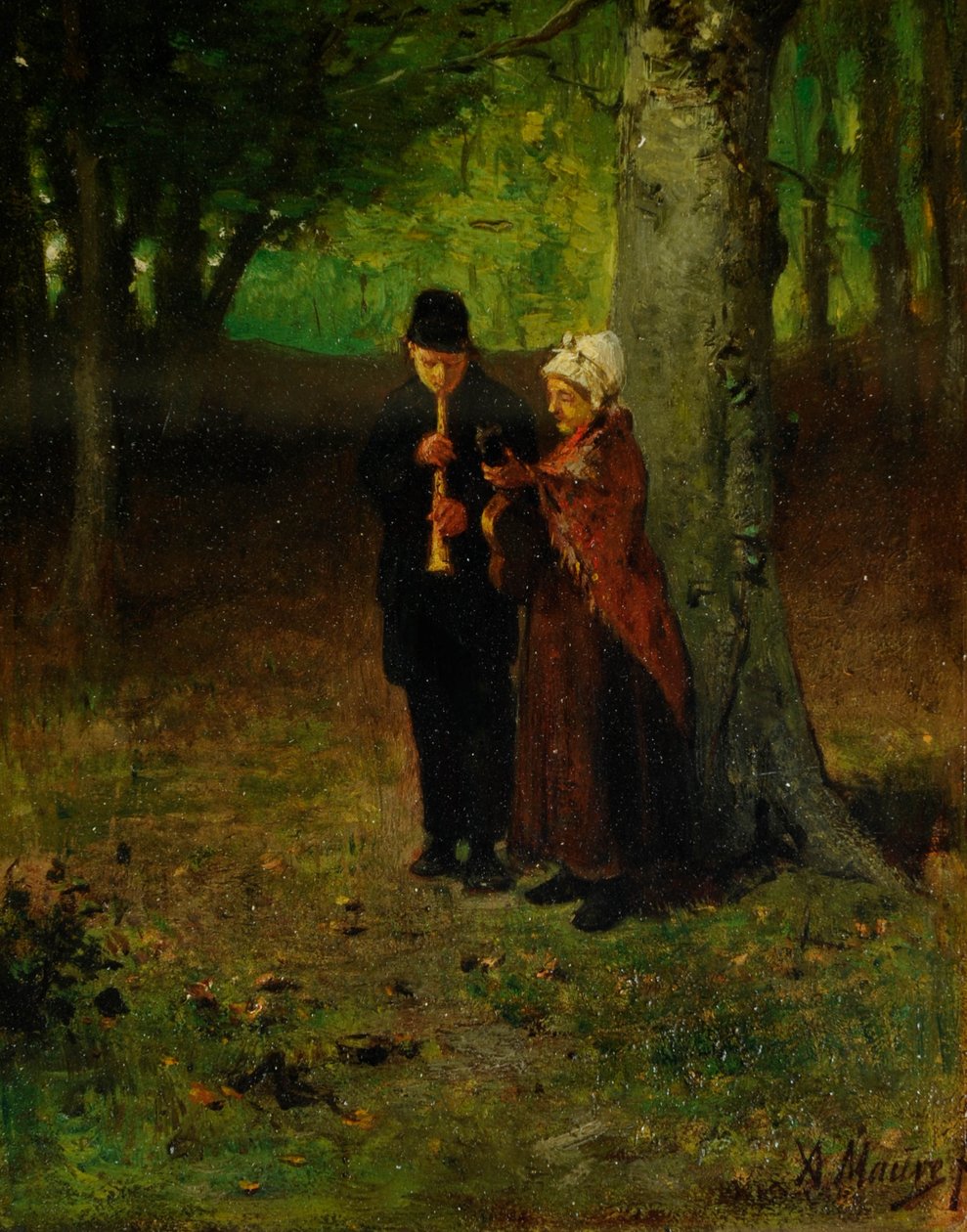 Vandrende musikere (olje på tre) av Anton Mauve