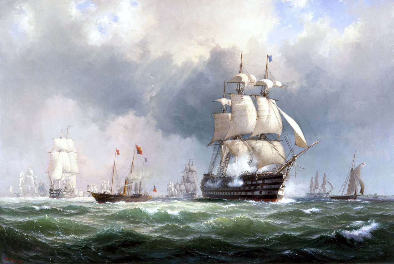 Den baltiske flåten forlater Spithead, 15. mars 1854 av Anton Melbye