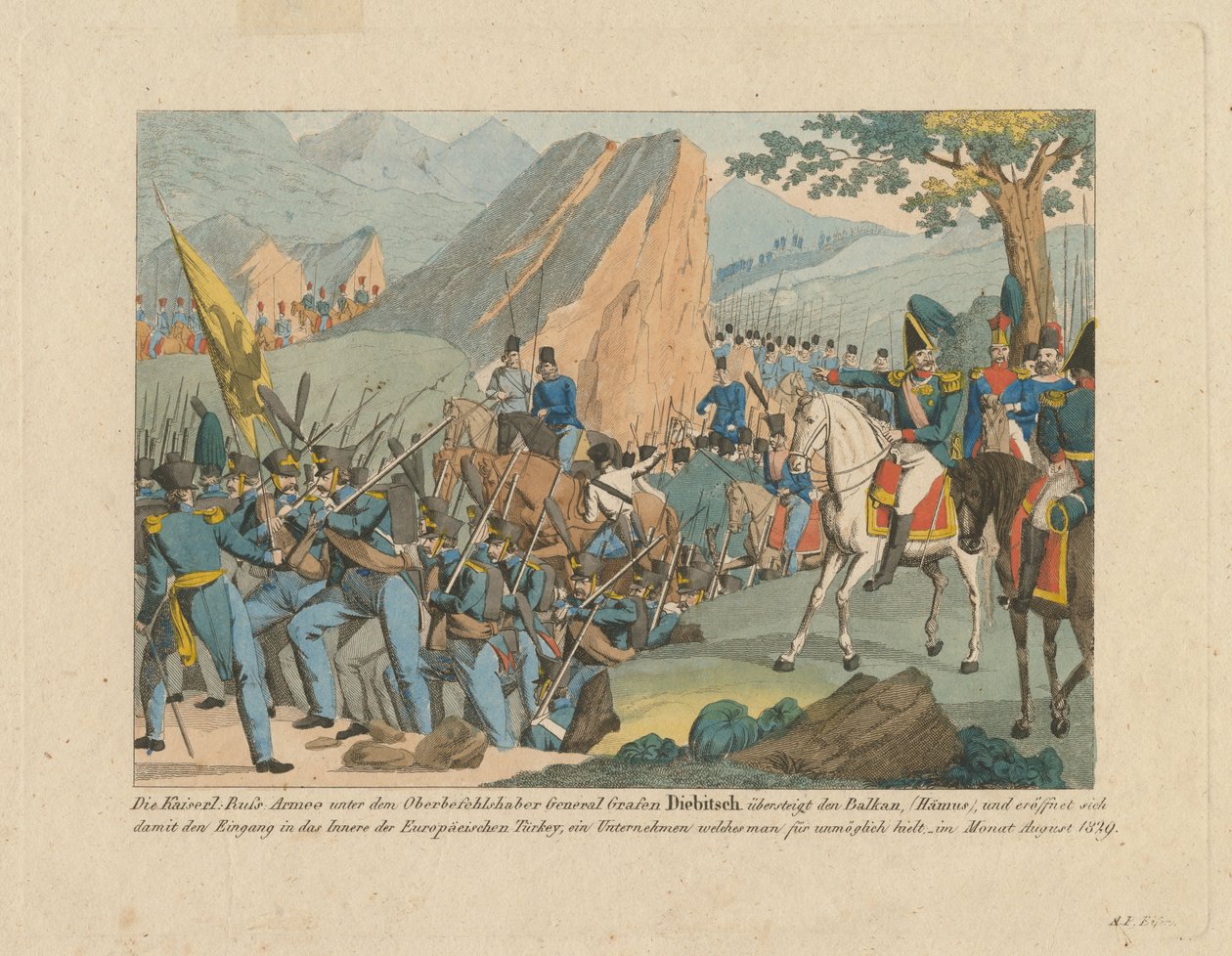 Hæren til Graf Ivan Ivanovich Diebitsch krysser Balkan av Anton Paul Eisen
