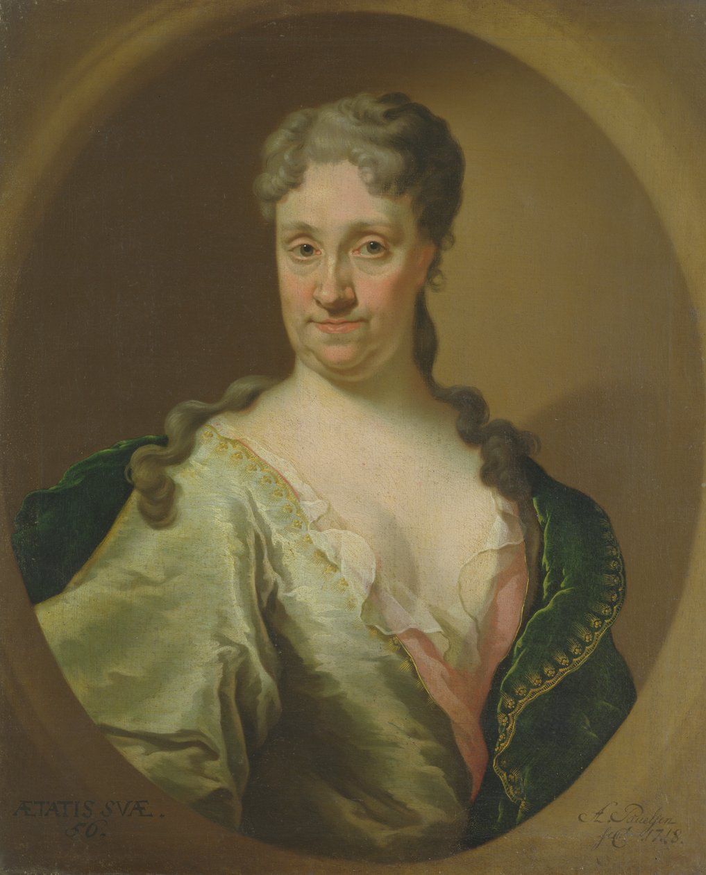 Portrett av Barbara Lutken (1664-1740), 1718 (se også 179058) av Anton Paulsen
