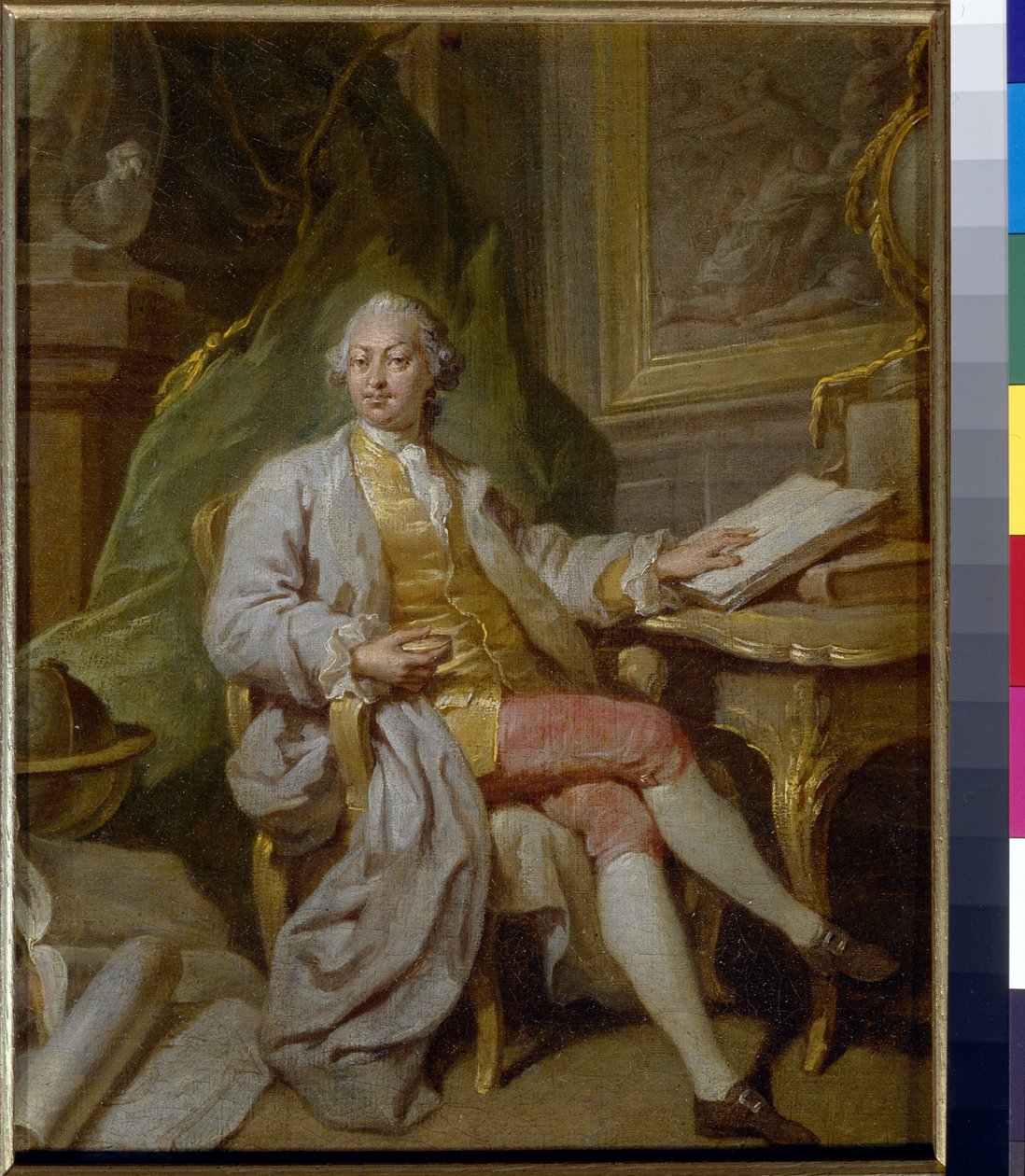 Portrett av L Henninger - Maleri av Anton Pavlovich Losenko (1737-1773), olje på lerret (31,5x26 cm), ca. 1760 - (Portrett av L Henninger, Olje på lerret av Anton Pavlovich Losenko av Anton Pavlovich Losenko