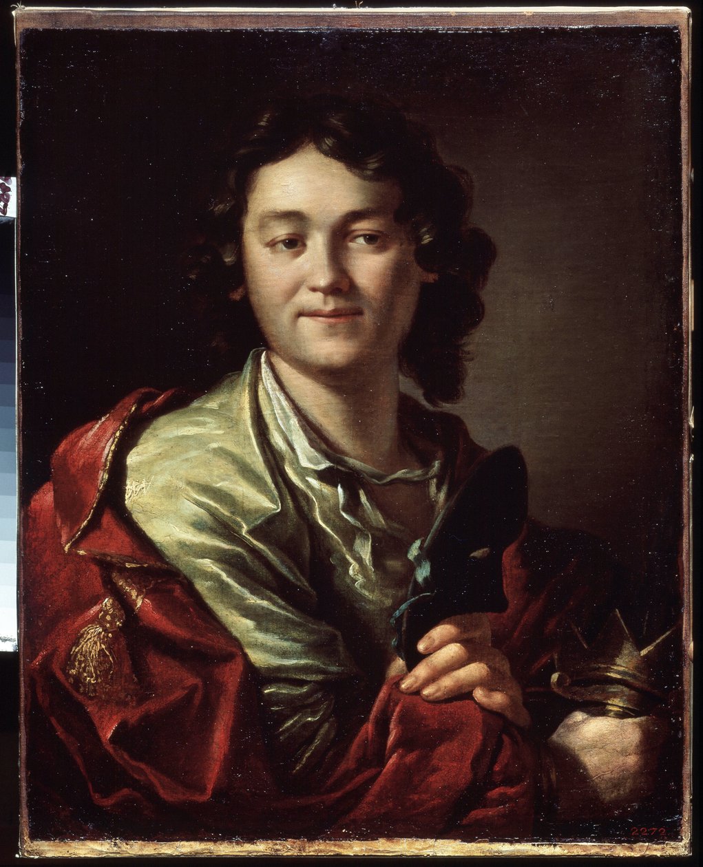 Portrett av komikeren Fedor (Fyodor) Volkov (rundt 1729-1763), grunnlegger av det første russiske teateret (Portrett av F. Volkov, grunnleggeren av det første russiske teateret). Maleri av Anton Pavlovich Losenko (1737-1773), olje på lerret av Anton Pavlovich Losenko