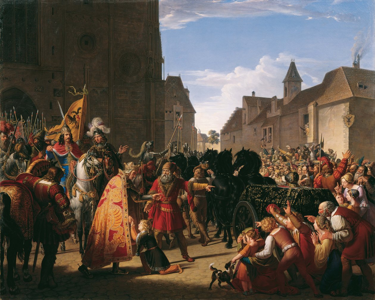 Kong Premysl Ottokars sønn Wenceslaus ber Rudolf av Hapsburg om liket av sin far, 1826. av Anton Petter