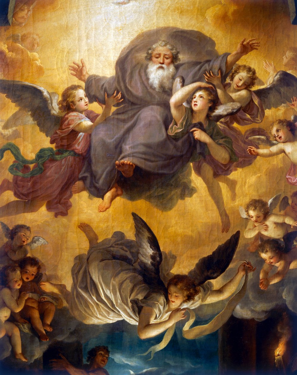 Tilbedelse av hyrdene med Faderen Gud i en englers herlighet, av Anton Raphael Mengs, olje på lerret av Anton Raphael Mengs