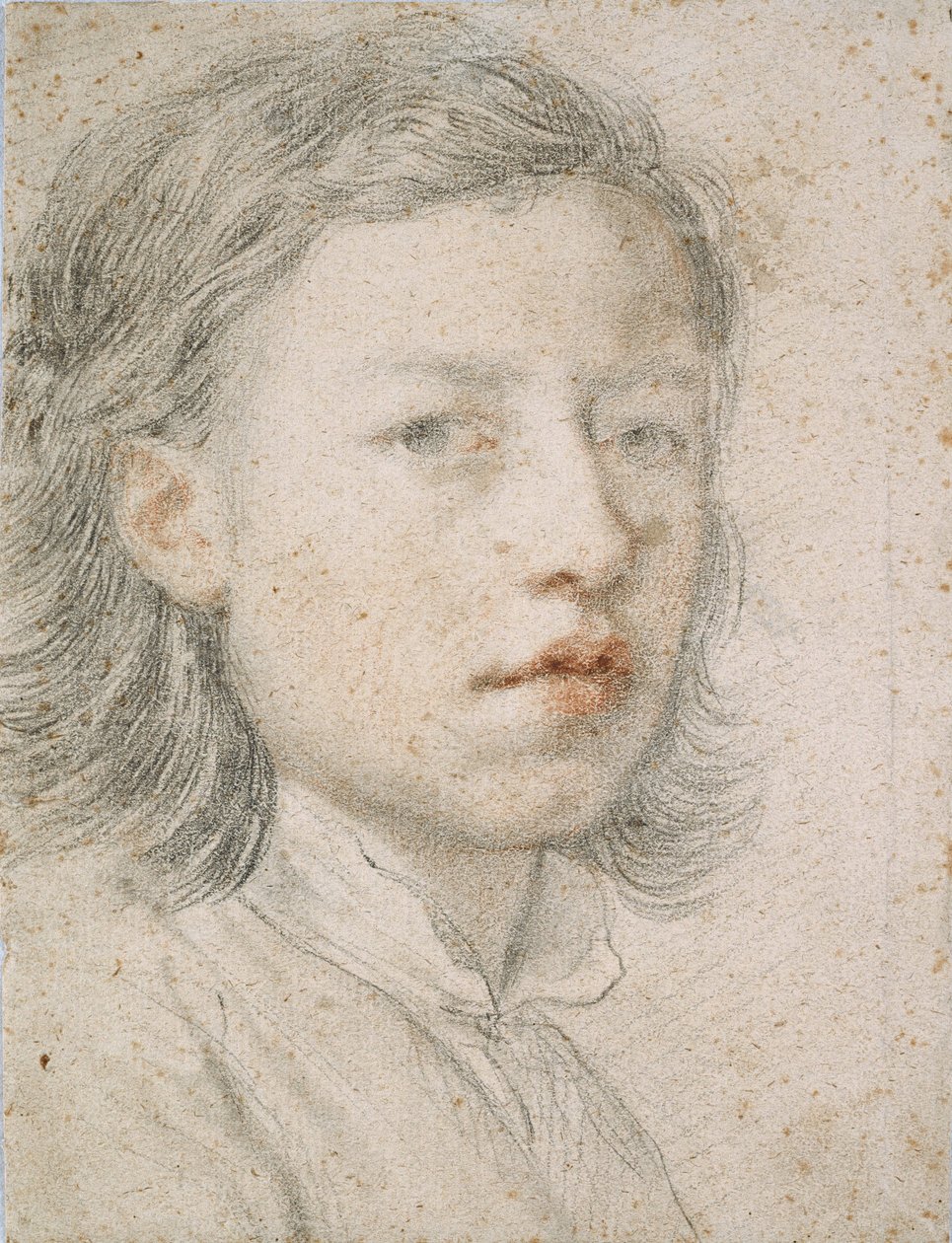 Selvportrett - Verk av Anton Raphael Mengs (1728-1779), sangvinsk og kritt på papir (26,1 x 20,2 cm) av Anton Raphael Mengs