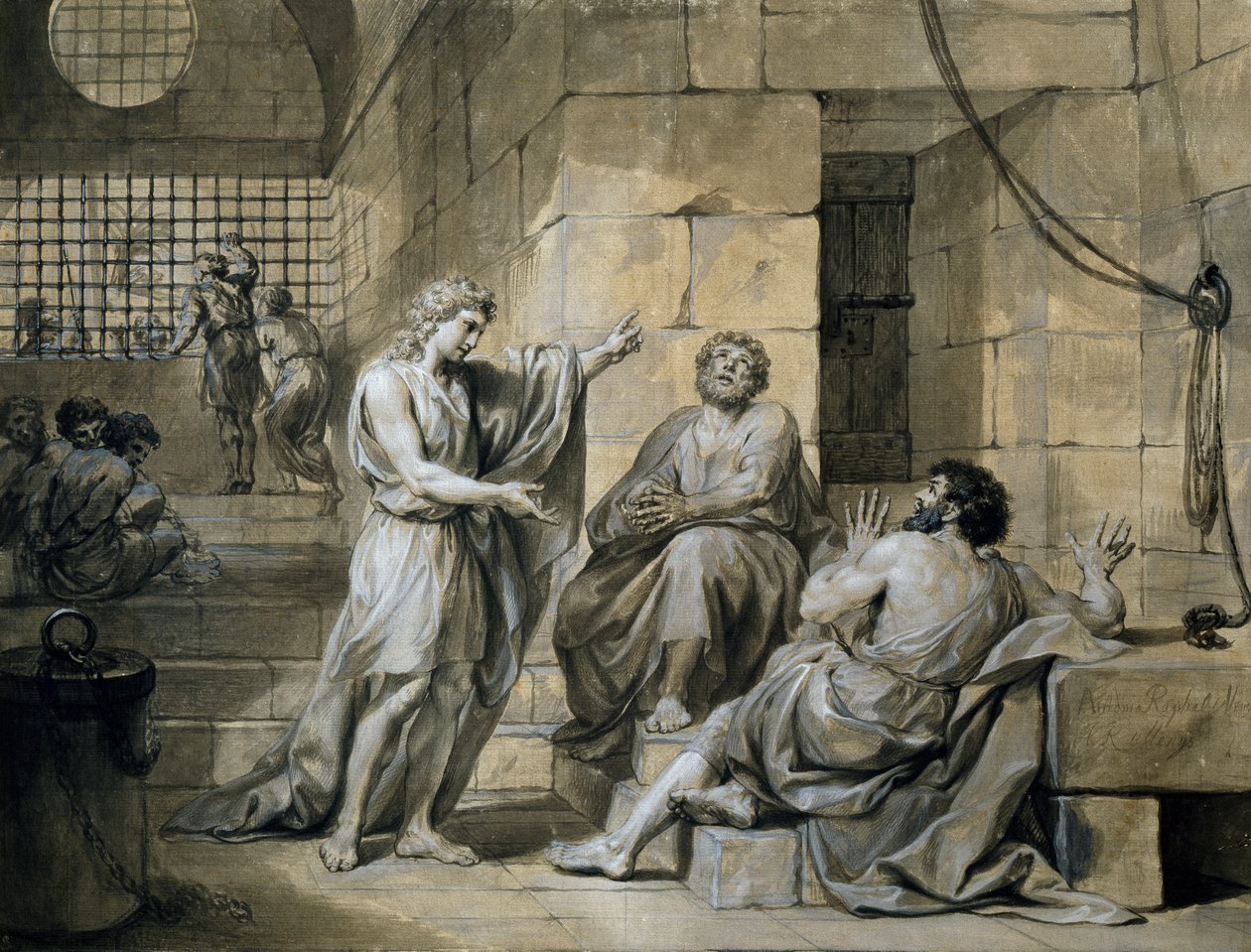 Joseph of Egypt in Prison, av Anton Raphael Mengs, blandet media av Anton Raphael Mengs