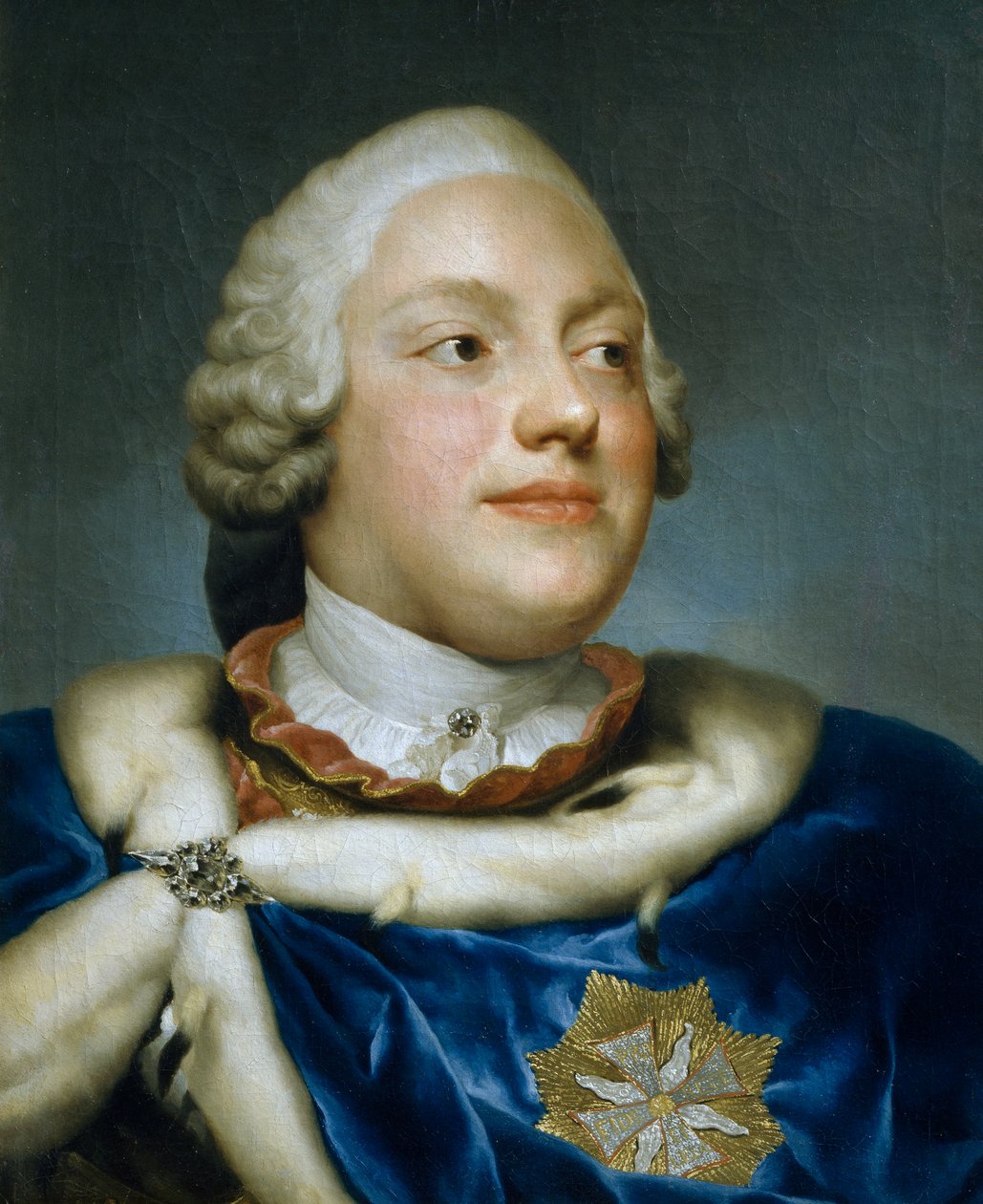 Portrett av kronprins Frederick Christian kurfyrst av Sachsen, olje på lerret, 53x41 cm av Anton Raphael Mengs