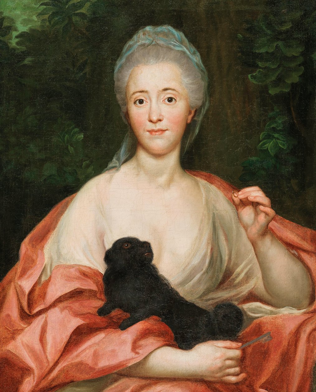 Portrett av hertuginne Mariana de Silva-Bazán y Sarmiento 1739-1784, med hund, ca 1760. av Anton Raphael Mengs